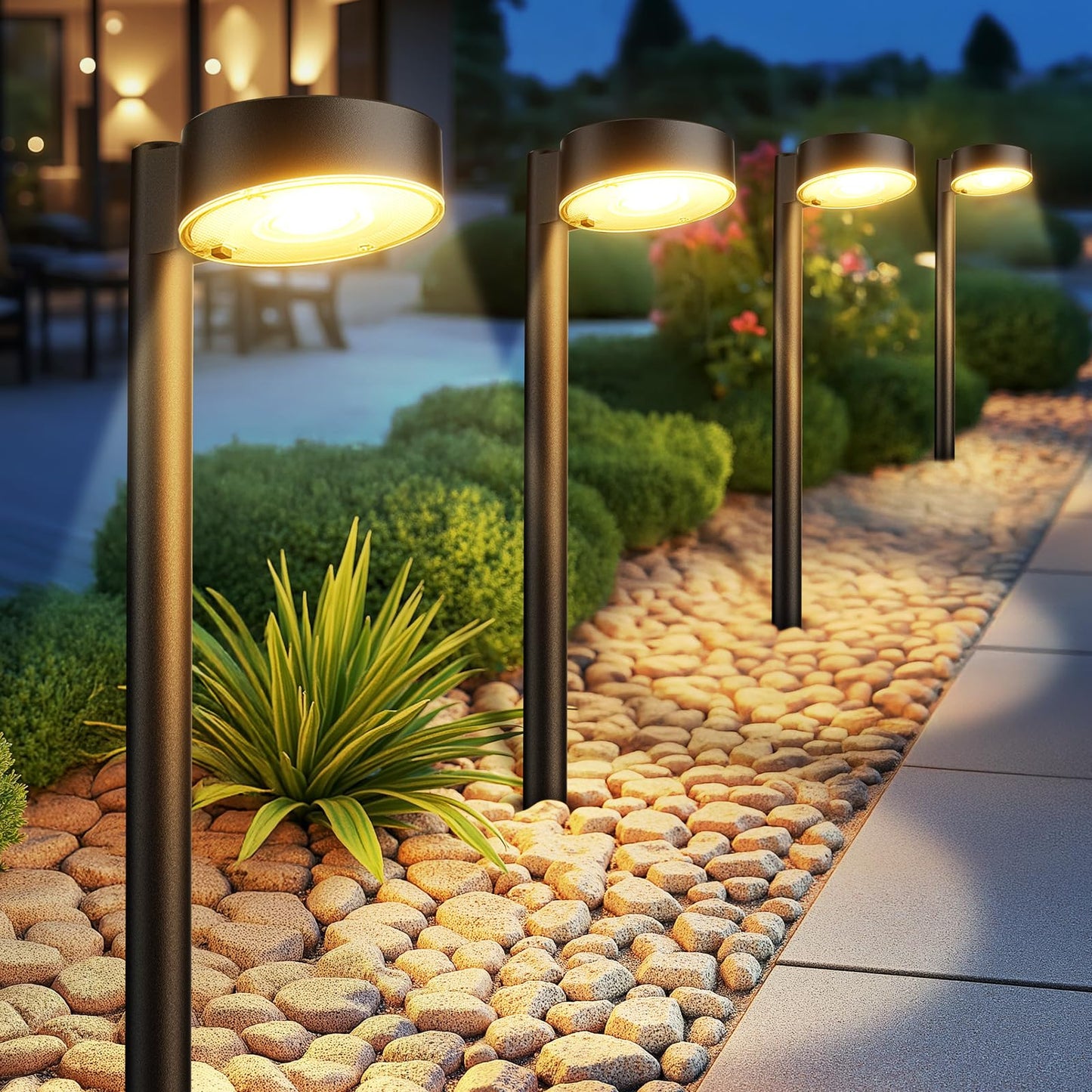 Ahaorigin 4 Pack Solar Pathway Lights Outdoor  Bright Led Solar Lights Outdoor Waterproof  Up To 12 Hrs Modern Path Lighting For Yard Garden Walkway Driveway Lawn Decor (4 Pack)