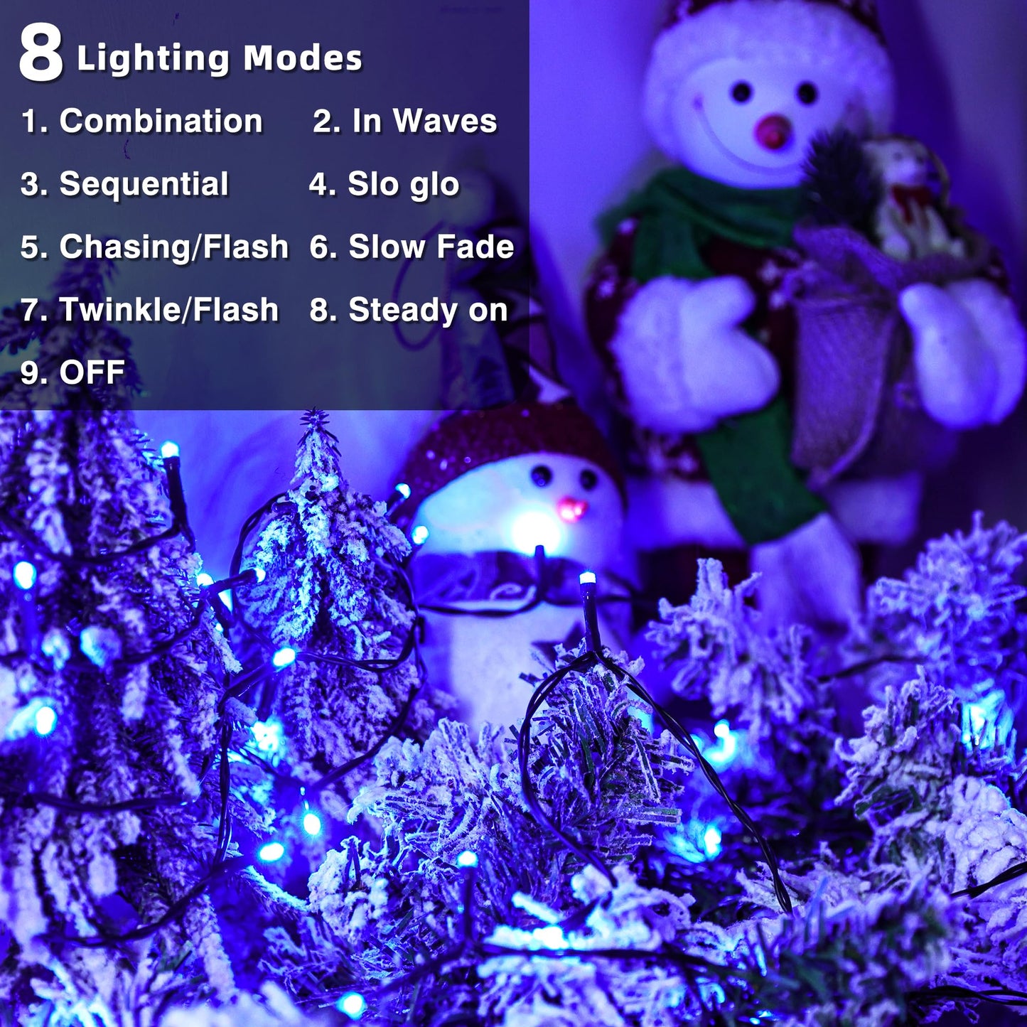 Lomotech Battery Operated Christmas Lights - 4 Pack Total 66Ft 200Leds String Lights 8 Modes Waterproof With Timer For Home  Garden  Party  Holiday  Tree Decoration (Green Wire  Blue)