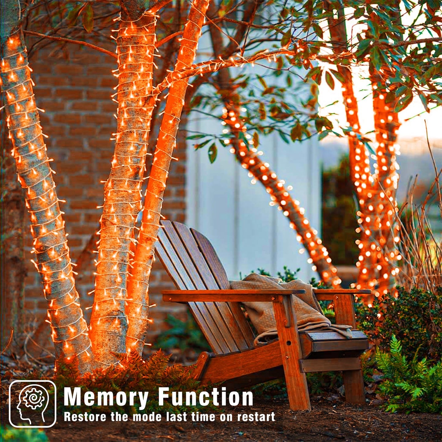 Nielfoi 66Ft 200 Led Christmas Lights Outdoor  Orange Christmas String Lights Indoor Waterproof 8 Modes Timer  Connectable Clear Wire Twinkle Fairy Lights For Indoor Bedroom Tree Party Holiday Decor