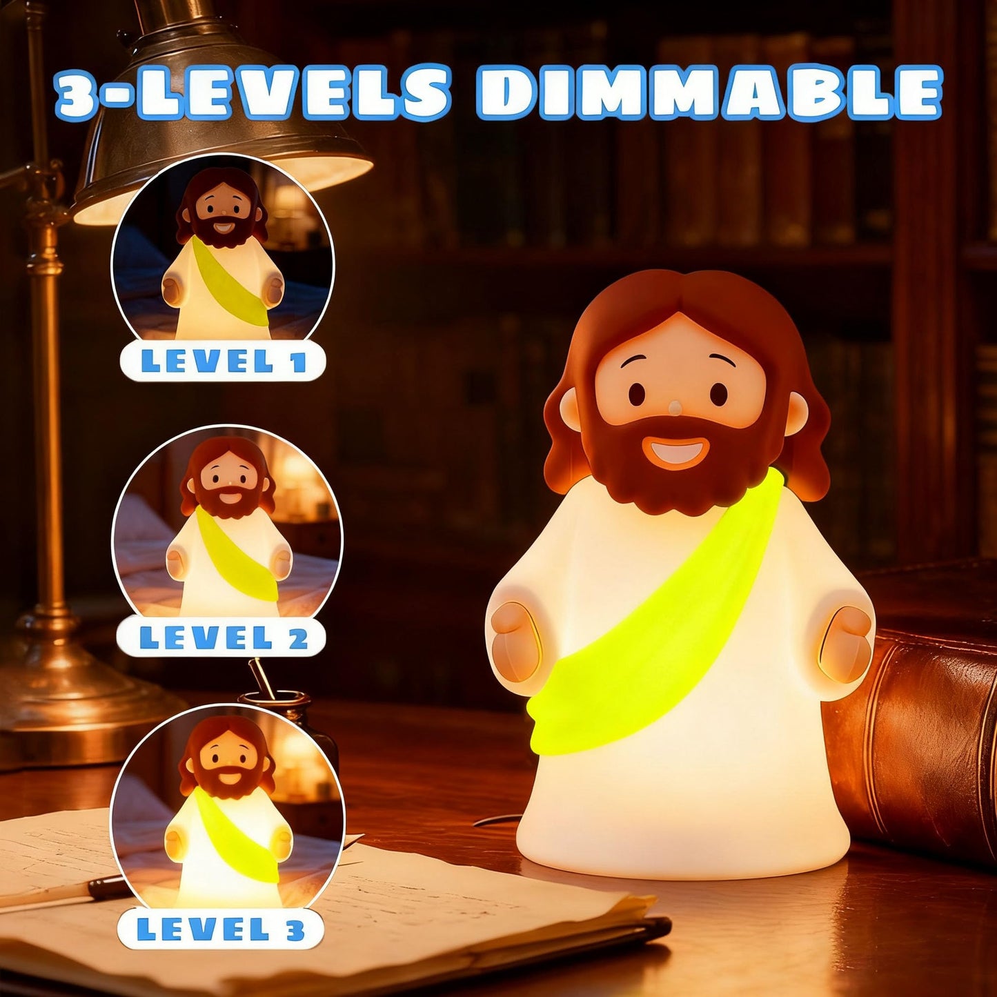 Magical Jd Little Jesus Night Light Mini Jesus Silicone Lamp Dimmable Nursery Nightlight For Kids Rechargeable Bedside Touch Lamp Perfect For Christmas  Easter And Baptism Gifts (Yellow)