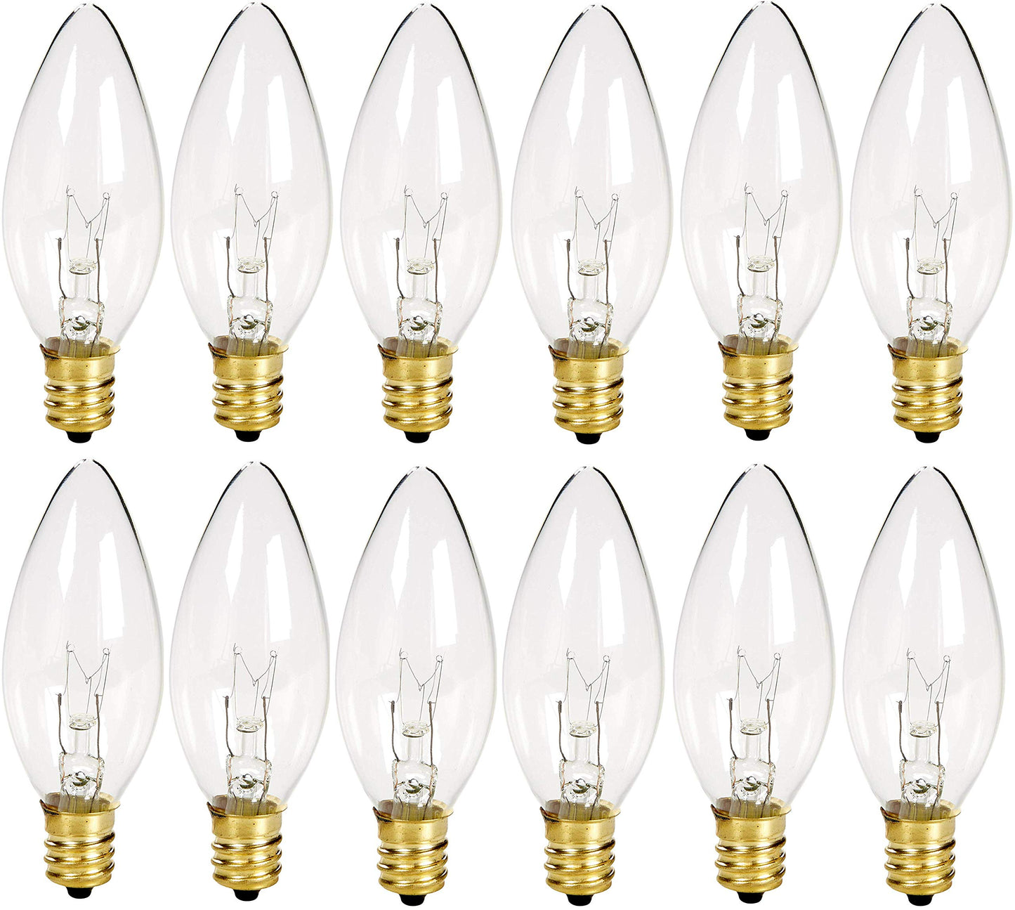 Holiday Joy Candelabra Replacement Bulbs - 7W, Clear Glass, E12 Base, 12 Pack
