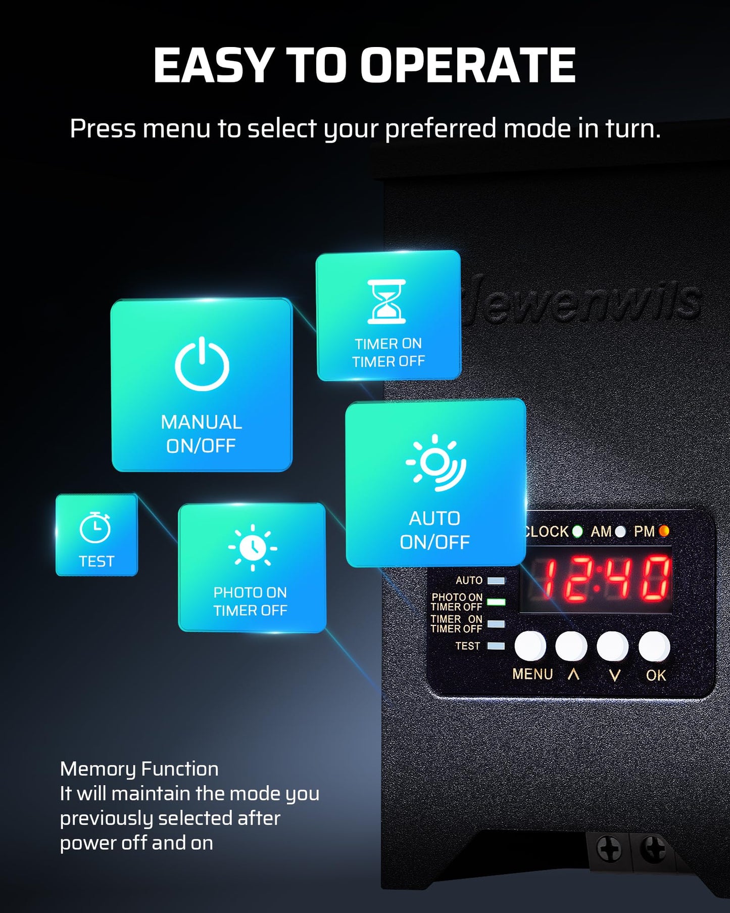 DEWENWILS 200W Low Voltage Landscape Transformer, 120V to 12V, Weatherproof, Black, Model HCLT04H1