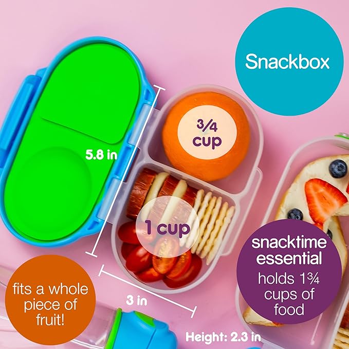 b.box Mini Lunch + Snack Containers (Ocean Breeze): 2-Pack Set Includes Lunch Box (4 1/4 Cup Capacity) & Snack Box (1 3/4 Cup Capacity). Easy Open Bento Containers, School Supplies