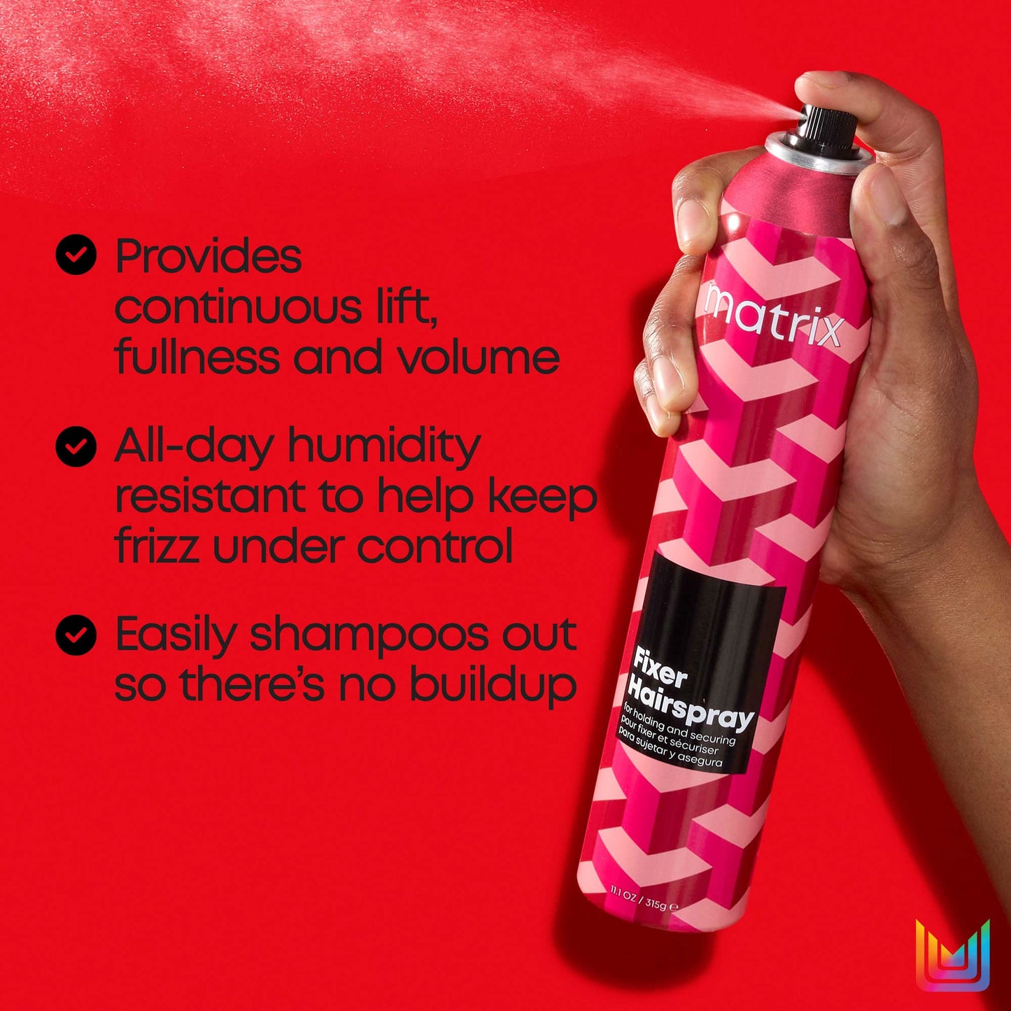 Matrix Styling Fixer Hairspray - Adds Flake-Free Lift, Fullness and Volume, Controls Frizz, Dry Finish With Flexible Hold, For A