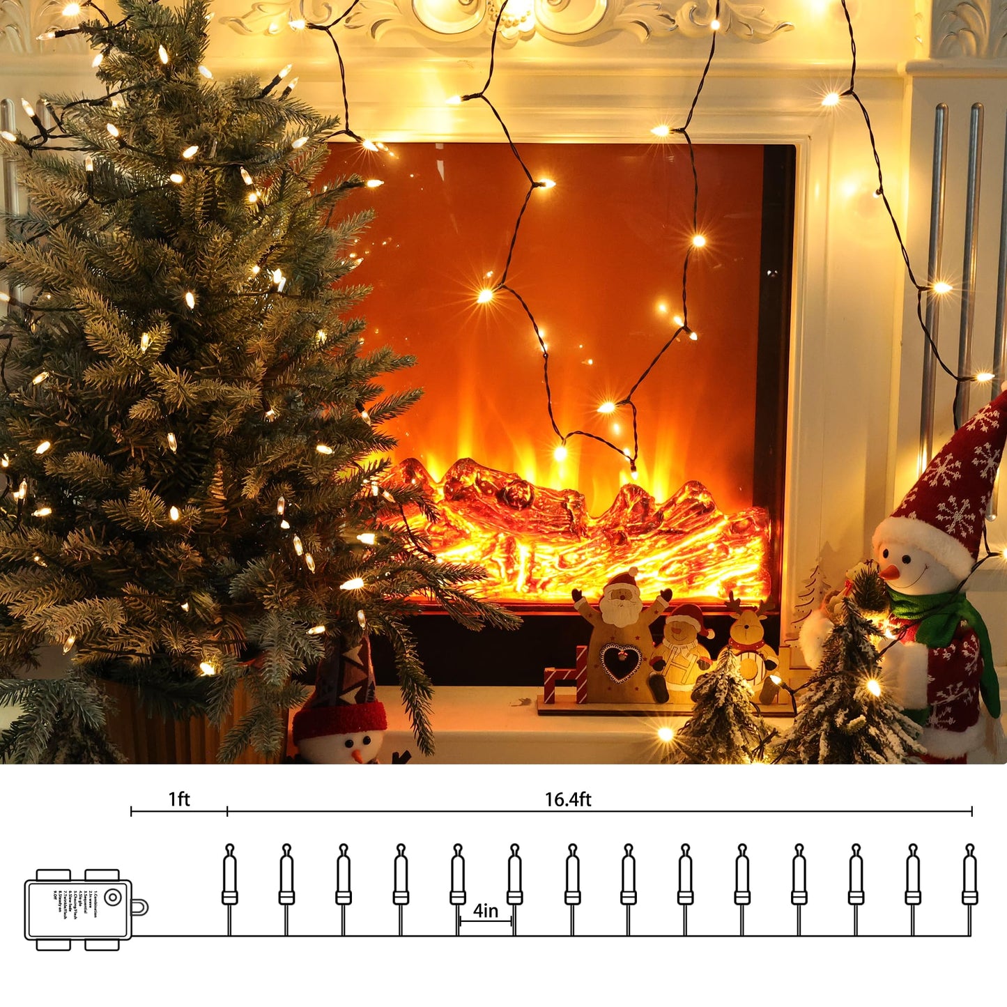 Lomotech Battery Operated Christmas Lights - 2 Pack Total 33Ft 100Leds Mini String Lights 8 Modes Waterproof With Timer For Home  Garden  Party  Holiday  Tree Decoration (Green Wire  Warm White)