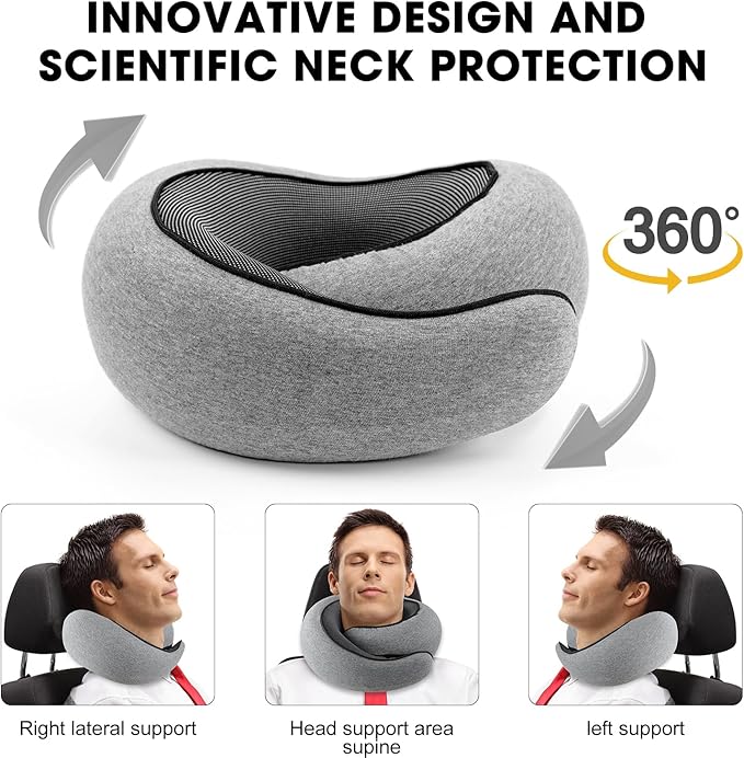 Neck Pillow Airplane, Traveling Pillows for Airplanes, Memory Foam Neck Pillow, Stowable U-Shaped Pillow