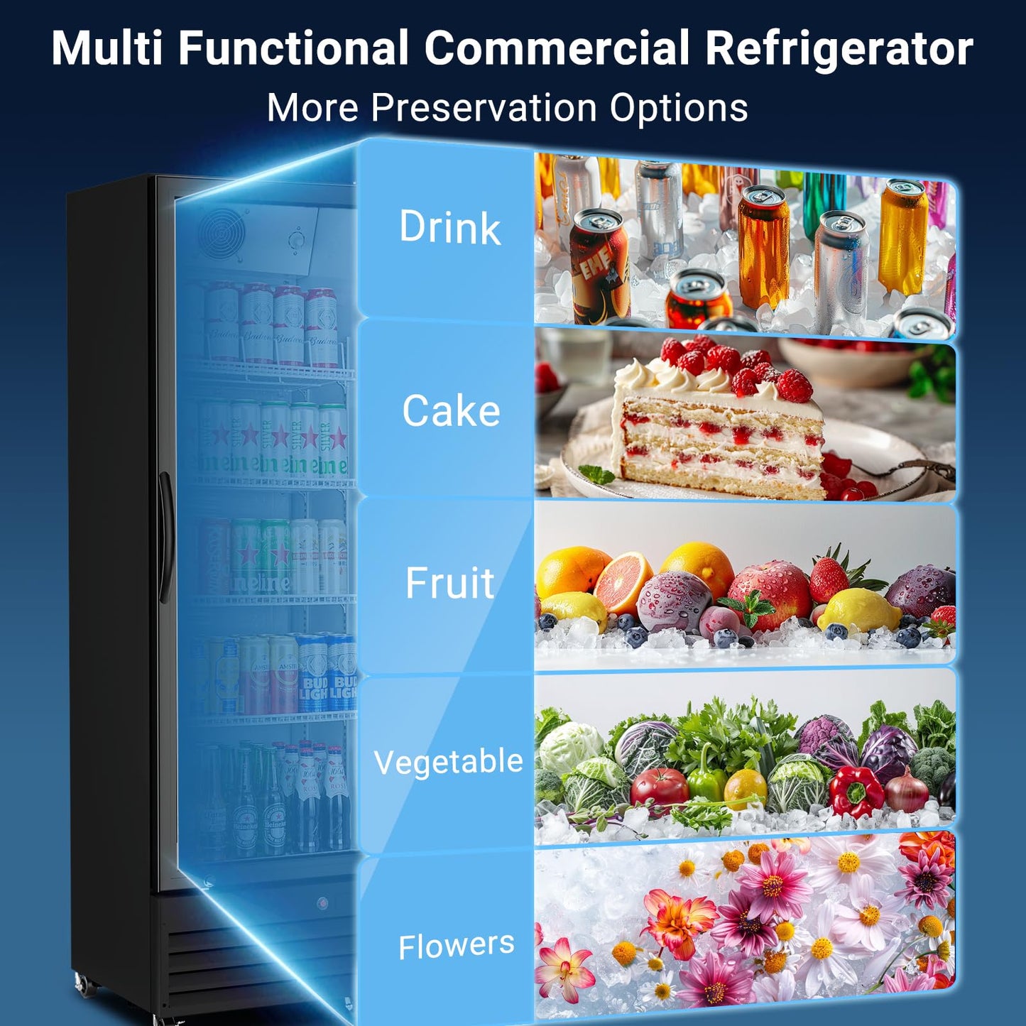 BODEGA BODEGACOOLER 9 Cu.Ft Commercial Beverage Refrigerator with Glass Door,Display Drink Refrigerators fridge for Beer Display Drink Cooler Rapid Cooling & Quiet for Bar Restaurant Office Store Use