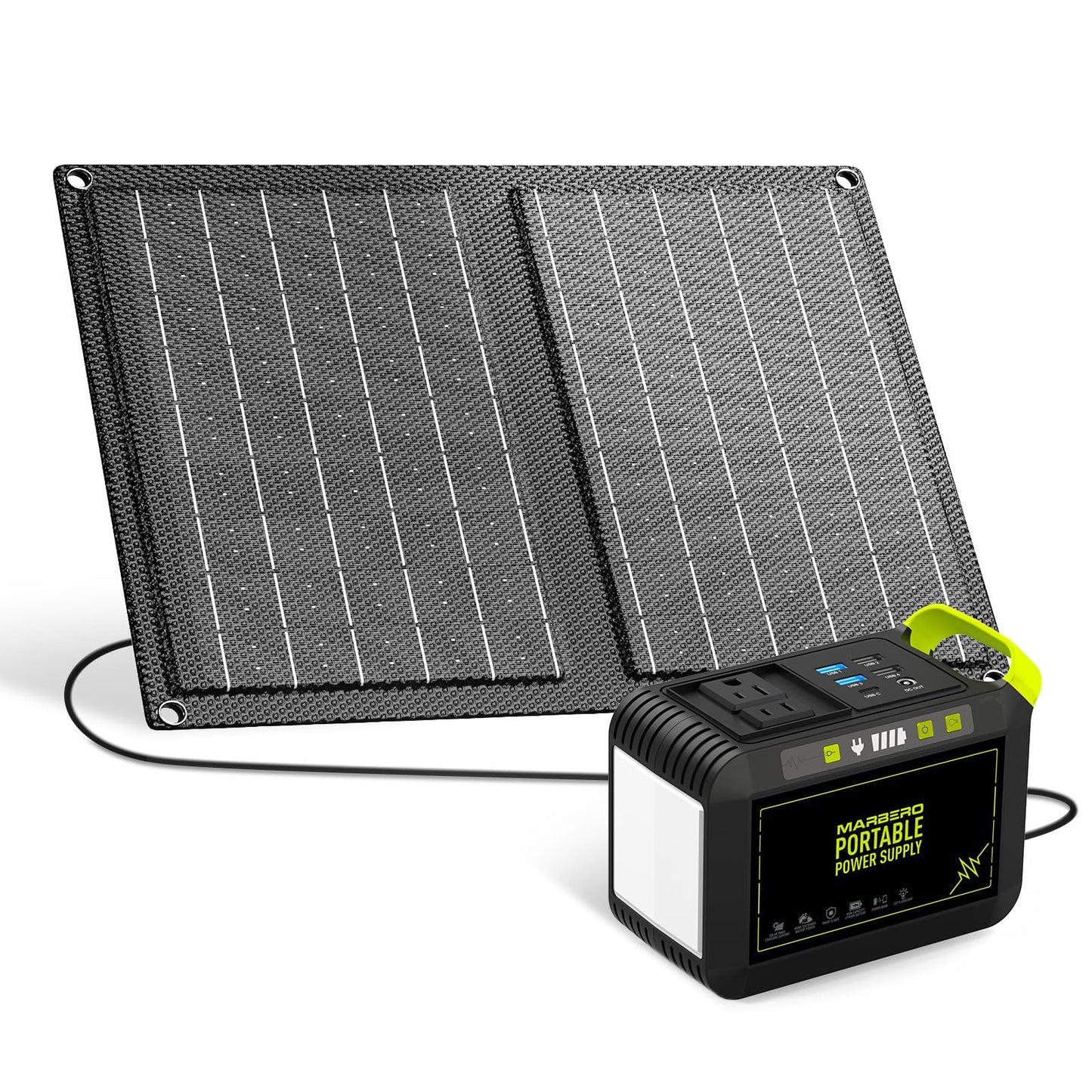 Marbero 88.8Wh Solar Generator With 21W Solar Panel Included Portable Power Station 80W 110V 120W Max For Camping Outdoor Hiking