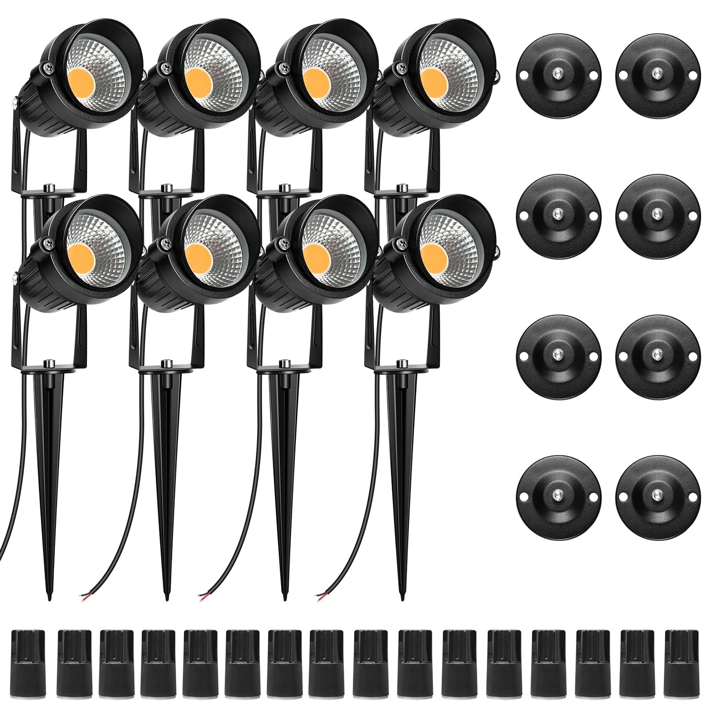 Lightingwill 5W Landscape Lighting  Warm White 3000K-3500K  Dc 12V Led Low Voltage Landscape Lights  Ip65 Waterproof Pathway Lights For Outdoor Garden  Yard  Fence  House  Lawn  Tree  Flags (8 Pack)