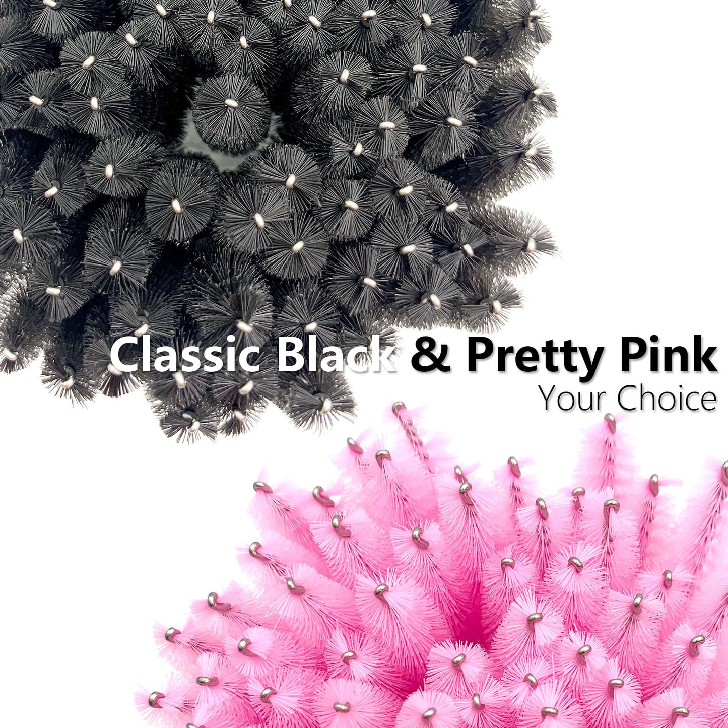 BIDEX 200 Pcs Disposable Mascara Wands, Spiral Lash Brush Applicators with Crystal Handles, Lash Spoolies for Eyelash & Eyebrow
