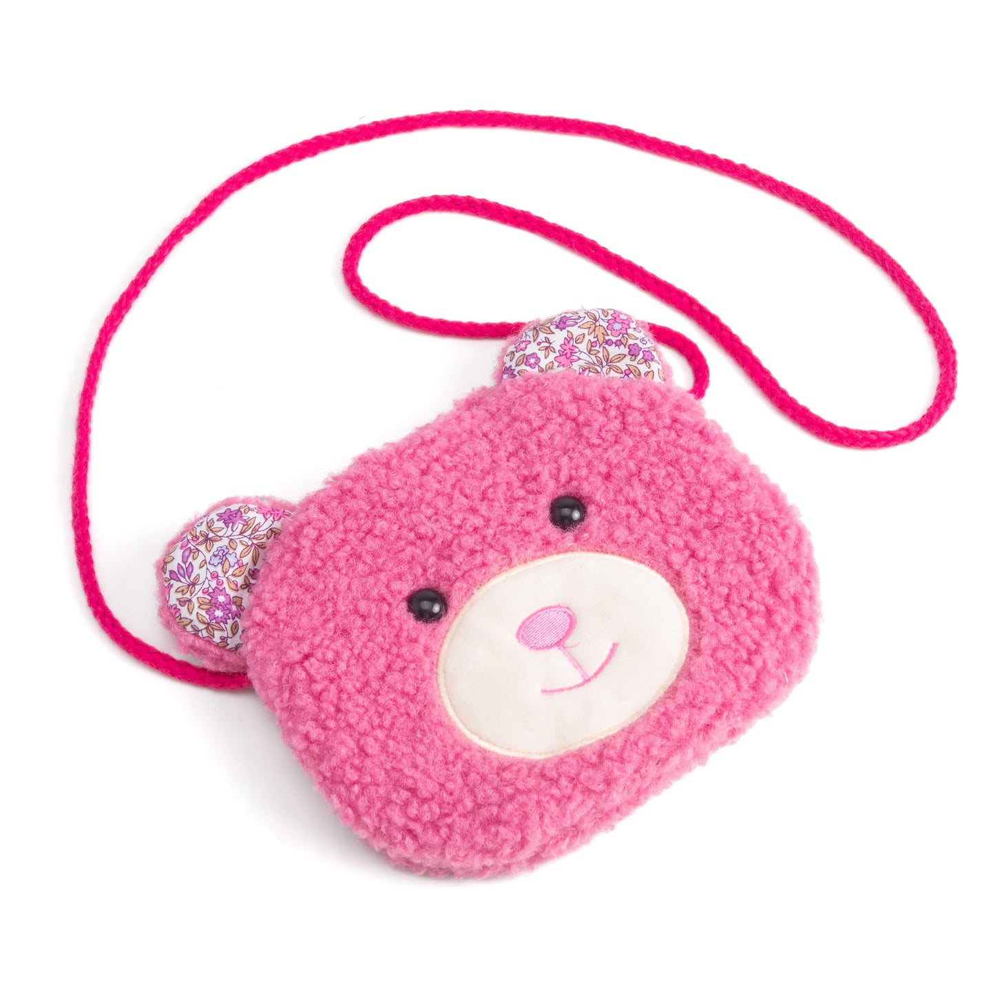Plush Teddy Bear Crossbody Bag for Little Girls, Toddlers, Kids Age 3-8 - Pink