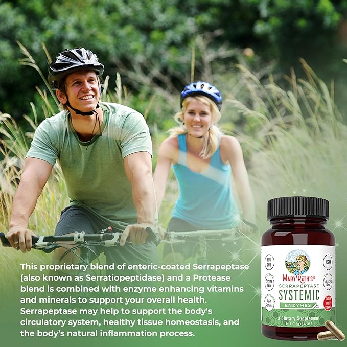 MaryRuth Organics Serrapeptase Enzymes Capsules | Up to 2 Month Supply | Enzyme Supplement for High Potency Sinus Relief Pills| Tissue Health and Cellular Health | Vegan | Gluten Free | 60 Count