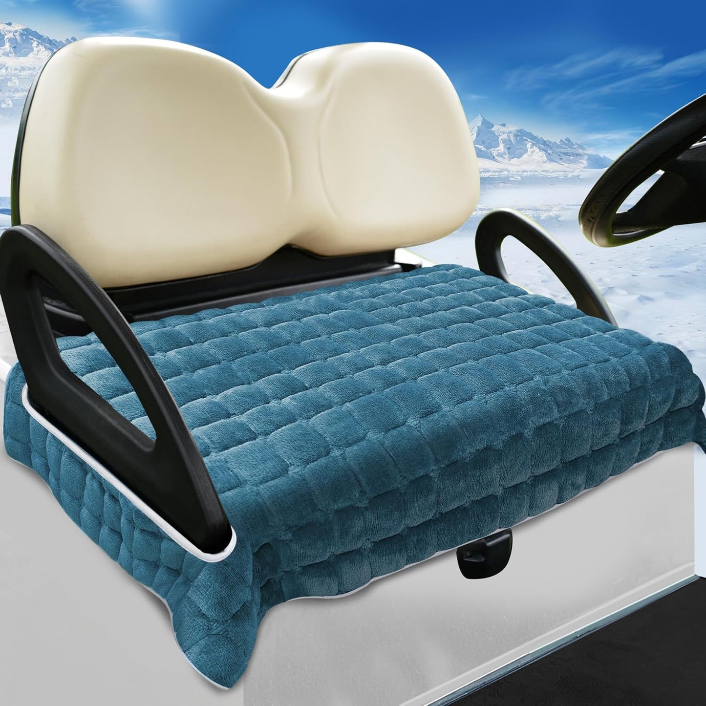 YOKYHOM Golf Cart Seat Covers for Cool or Cold Weather, Thickened Golf Cart Seat Towel Blanket, Plush Surface, Keep Warm, Suits EZGO, Yamaha, Club Car and More 2-Seat Cart, 50"x 27.5", Dark Blue