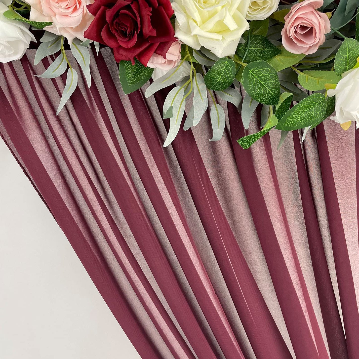 Ehldekol Sheer Chiffon Backdrop Curtains 10Ft X 10Ft, Chiffon Fabric Drapes For Wedding, Long Sheer Curtain For Living Room, Arc