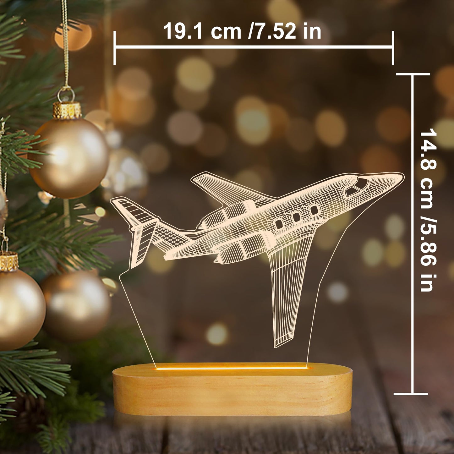 Lightzz Air  Night Light 3D Illusion Lamp, Yellow Wood Table Lamp For Boys, Usb Powered, Model Fs-Xmx001-9999