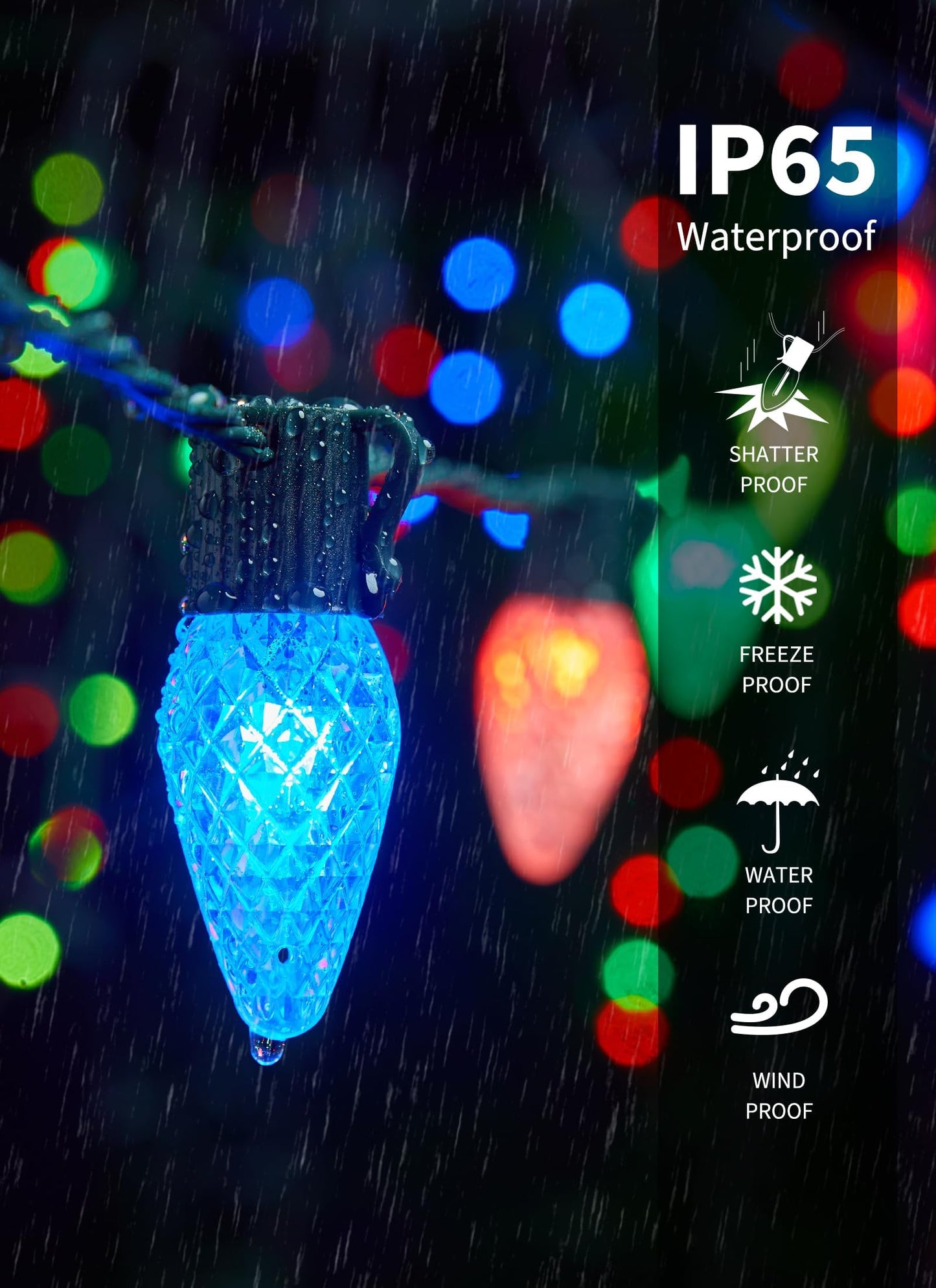 Brightown Smart C9 Christmas Lights, 150 LED, RGBW, 99 Ft, App Control, Music Sync, Shatterproof, Model BMSL19