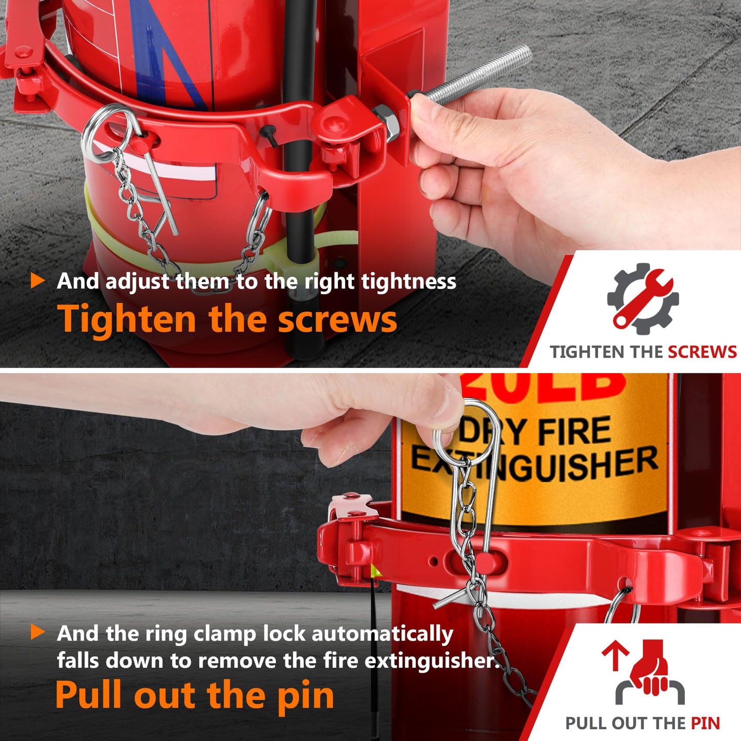 Heavy Duty Vehicle Bracket,Fire Extinguisher Brackets&Mounts-St12 Steel Red, Fit 20lb Dry/10lb Co2 Extinguisher-for School,Garage,Vehicle,Boat,Truck Generic Replacement for 810 by amerex
