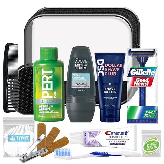 Convenience Kits International Men’s Super Deluxe, 16-Piece Kit with Travel Size TSA Compliant Essentials in Reusable Zipp...