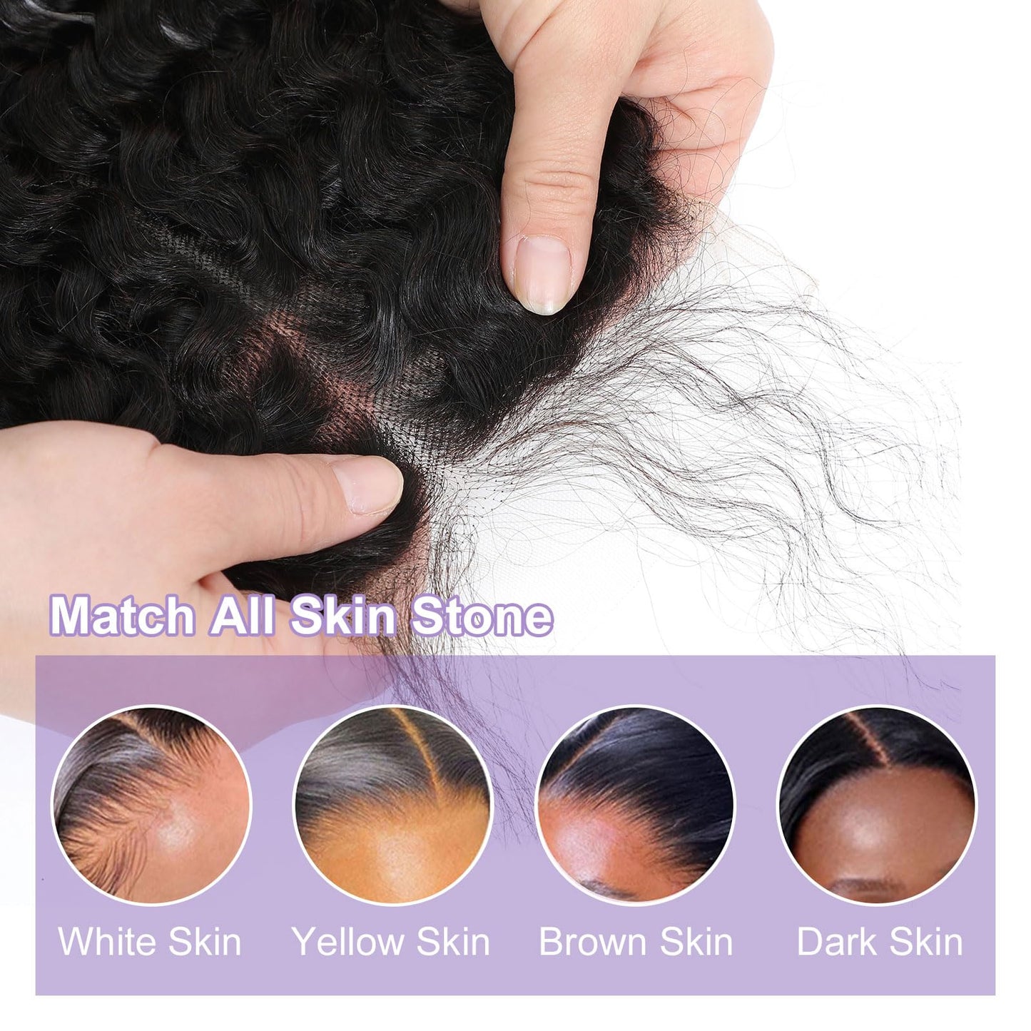 DSEKCAIN Closure Human Hair 5x5 HD Lace Closure Human Hair Clsoure Deep Wave Transparent HD 5x5 Lace Closure Deep Curly Closure