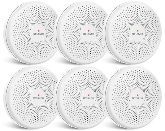 6 Pack Smoke and Carbon Monoxide Detectors, HATHEPHS 10-Year Battery Dual Sensor Smoke and CO Alarm with Large Test/Silence Button, Two Installation Ways