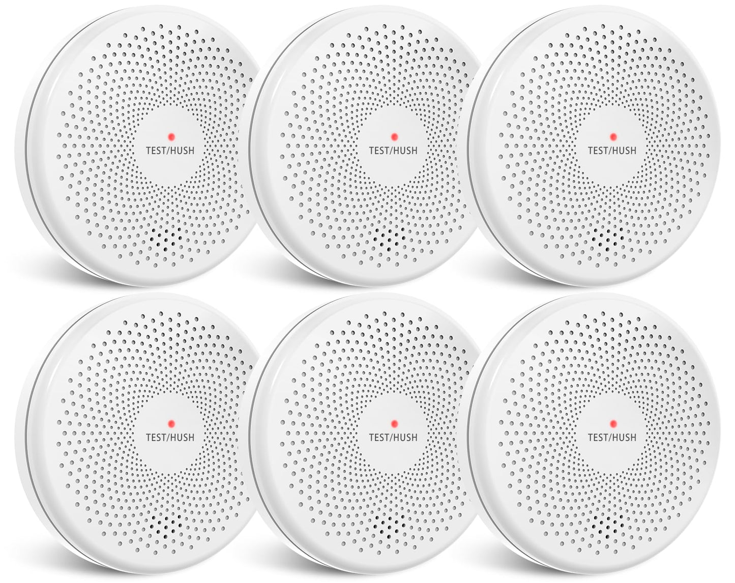 6 Pack Smoke and Carbon Monoxide Detectors, HATHEPHS 10-Year Battery Dual Sensor Smoke and CO Alarm with Large Test/Silence Button, Two Installation Ways