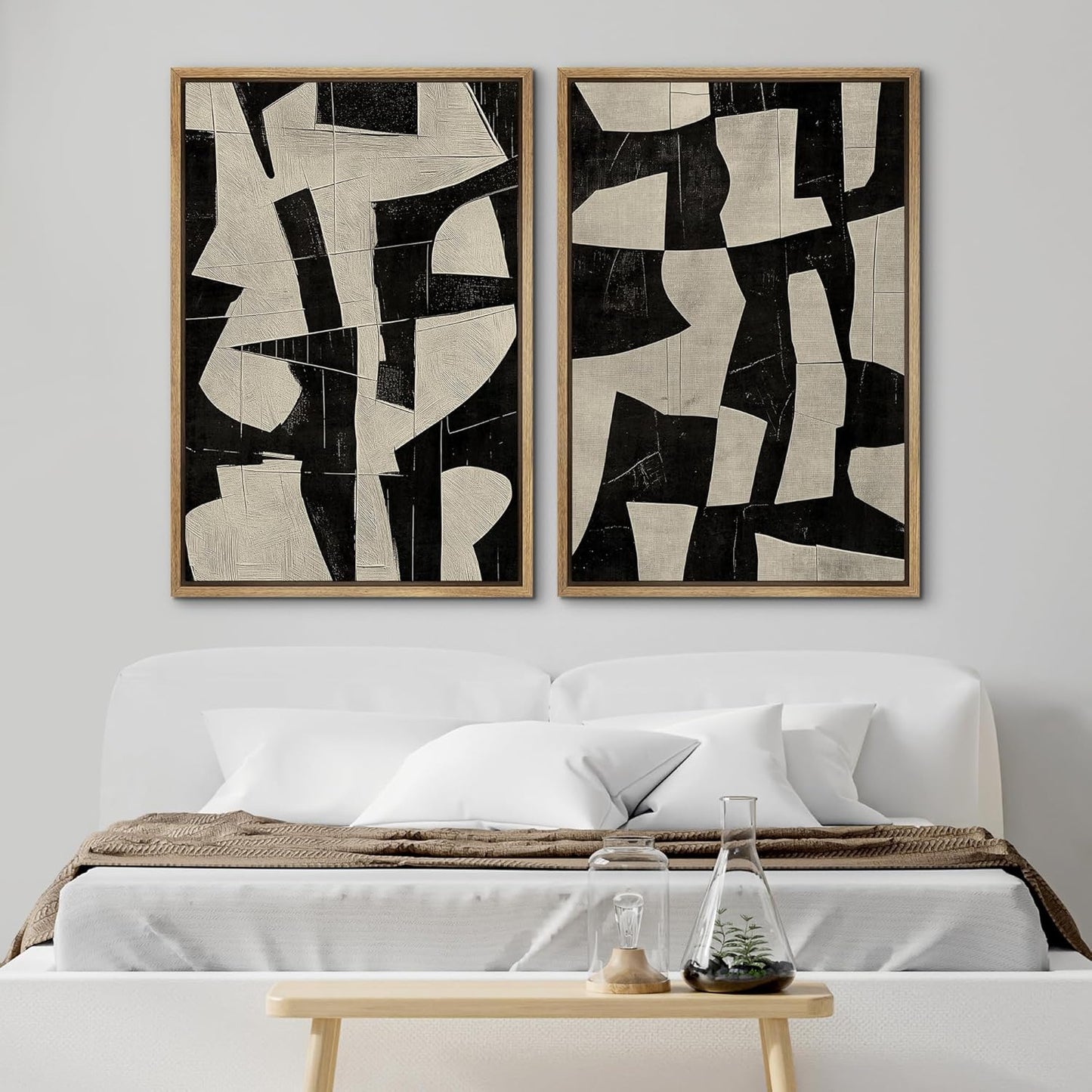SIGNWIN Framed Canvas Print Wall Art Geometric Abstract Warm Tones with Gold Accent Illustrations Modern Art Decorative Contemporary for Living Room, Bedroom, Office - 24"x36"x2 Natural