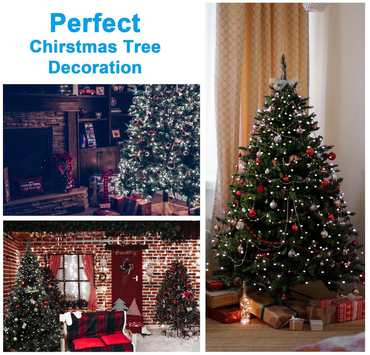 Bolweo Christmas Tree Lights 280Led 8 Lines 8 Modes For 6Ft-7Ft Tree  Ul Certified Indoor/Outdoor Christmas Decorations 8 * 6.6Ft Drops Cool White