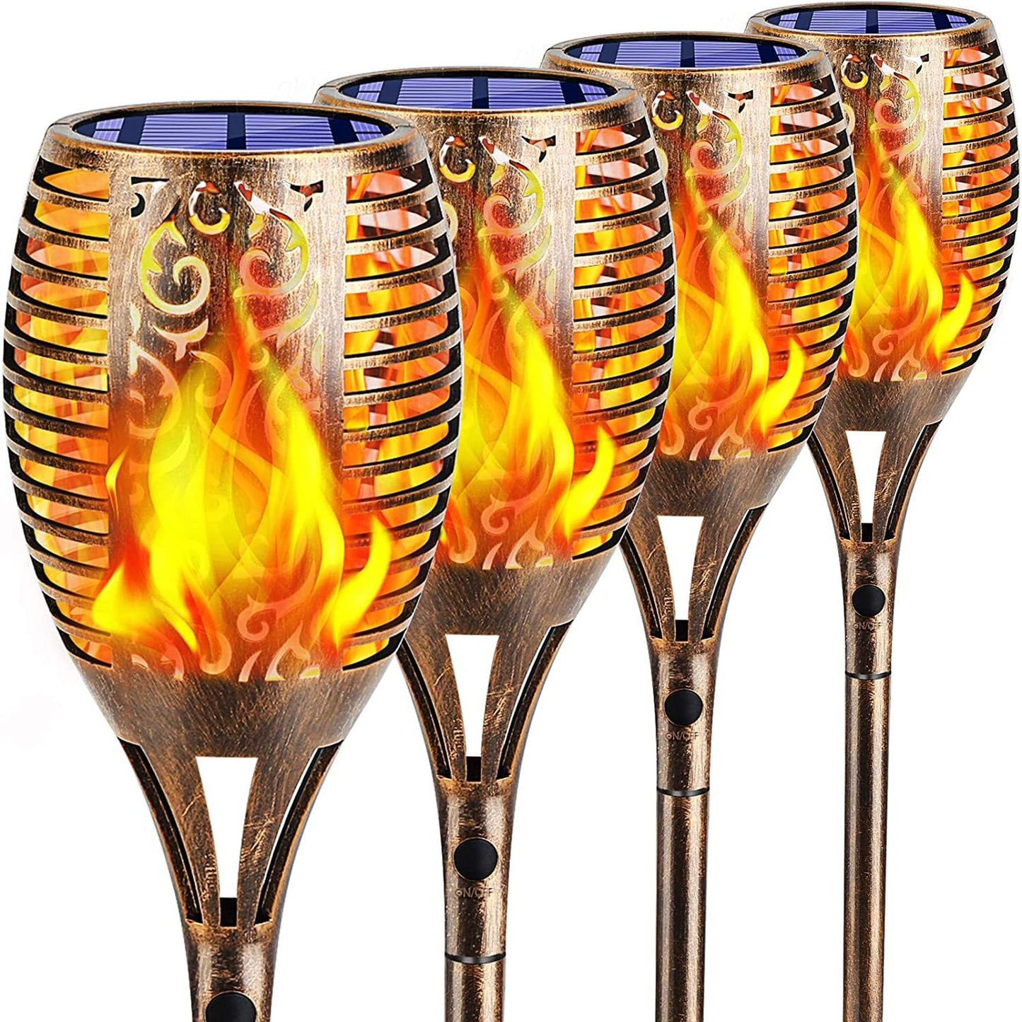 TomCare Solar Torch Lights, 99 LED, Waterproof, 43in, Bronze, Large - 4 Pack, Model SL-1036B
