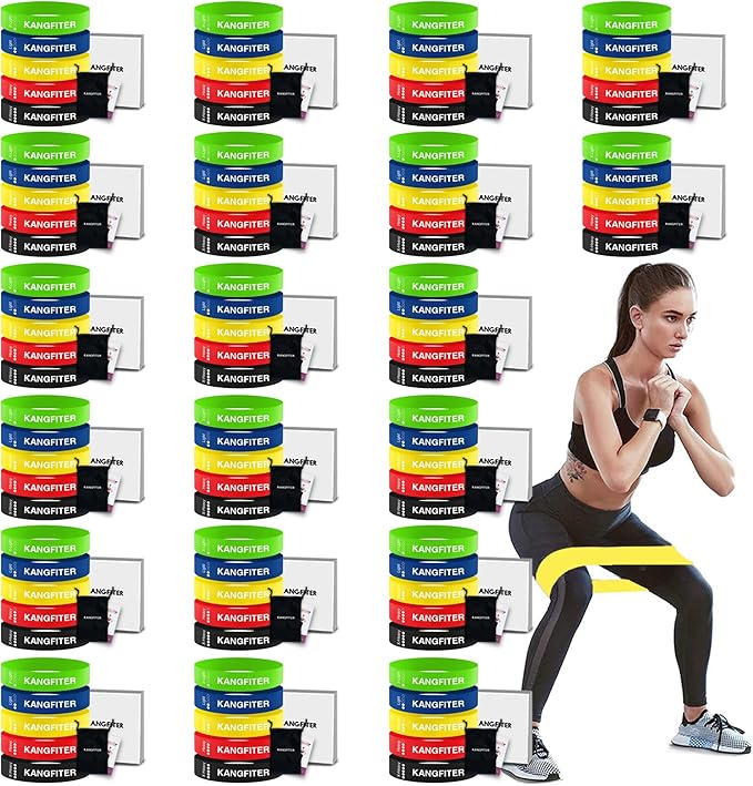 KANGFITER 100 PCS Bulk Resistance Bands Latex, Loop Exercise Bands Set for Gym Members Sports Class Students Gift, 5 Piece...