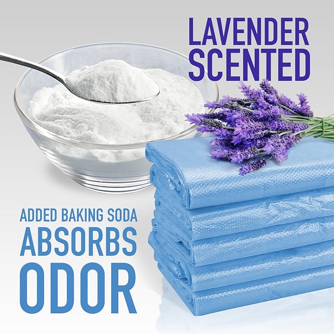 Baby Disposable Diaper Bags 400 Pack - Scented Lavender Odor Absorber Biodegradable Plastic Sacks for Trash - Essential Items for Dirty Diapers - Refill 400 Count