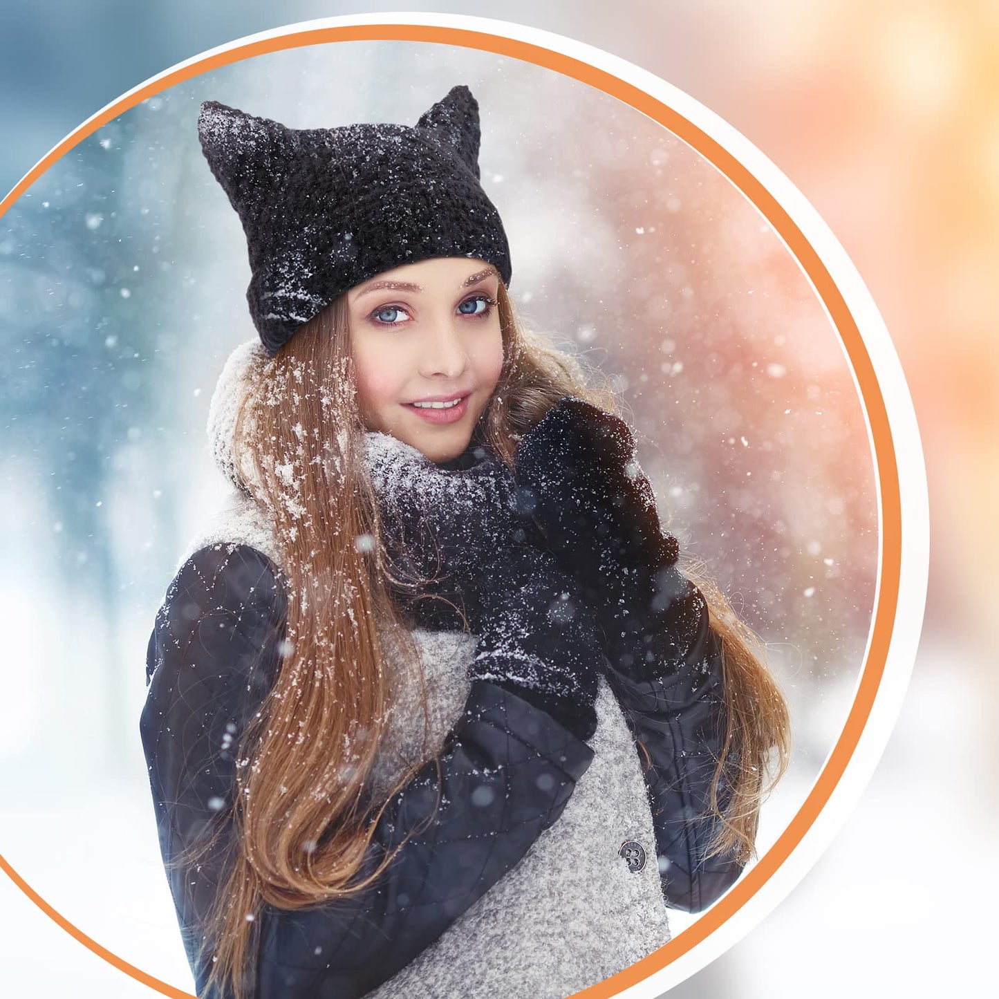 Hercicy 3 Pcs Women Cat Ear Beanie Crochet Y2k Cat Hats for Women Grunge Accessories Slouchy Hat Crochet Beanie with Ears(Classic Colors)