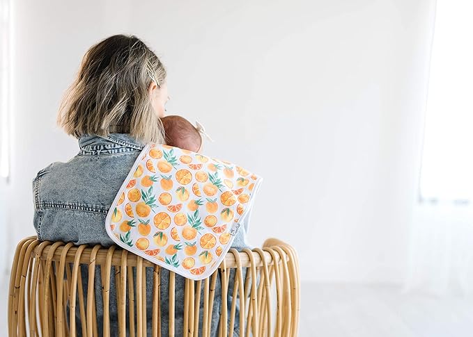 Copper Pearl Baby Burp Cloth Large 21''x10'' Size Premium Absorbent Triple Layer 3-Pack Gift Set “Citrus