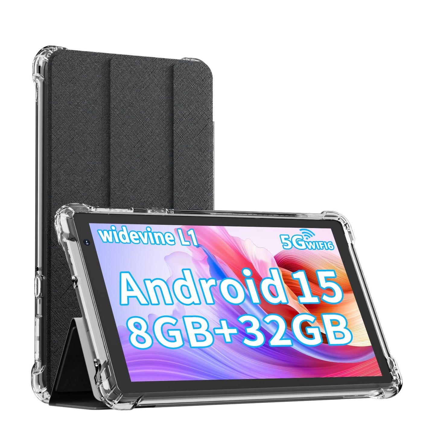 IWEGGO Android 15 Tablet with Case, 7 Inch 8GB RAM+32GB ROM/ 1TB Expandable Computer, 5MP Camera Tablets, 1.6Ghz Quad-core Proce