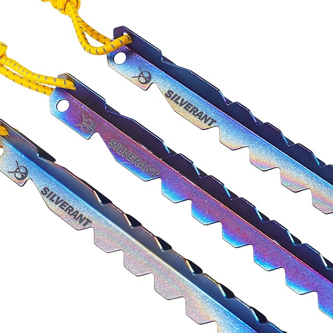 Titanium Tent Stakes, Heavy Duty Tent Spikes Ultralight Tent Pegs with Hook Canopy Stakes for Camping, Backpacking, Gardening-Large Size-1Pcs