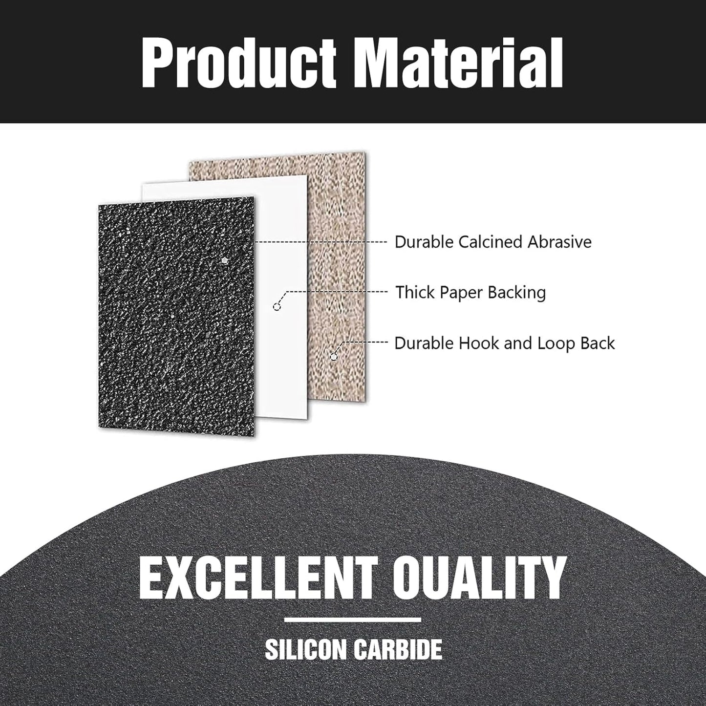 100 Pcs 5 inch Wet Dry Sanding Discs Grit 800 Hook and Loop 8 Hole Silicon Carbide Orbital Sander Sandpaper