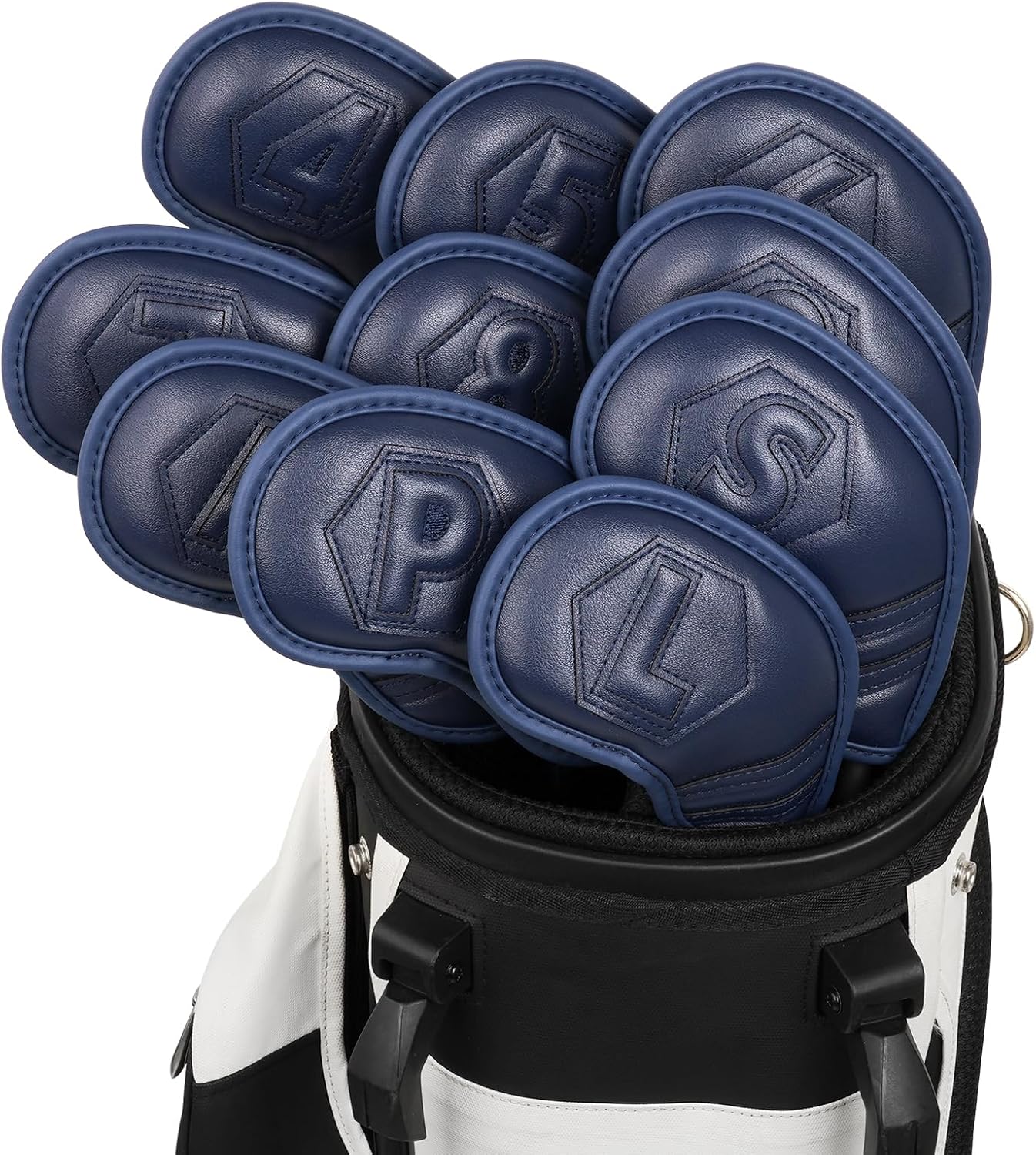 Magnetic Golf Iron Covers Set 10 Pcs Golf Iron Headcovers PU Leather Easy Off/On Protective Cover