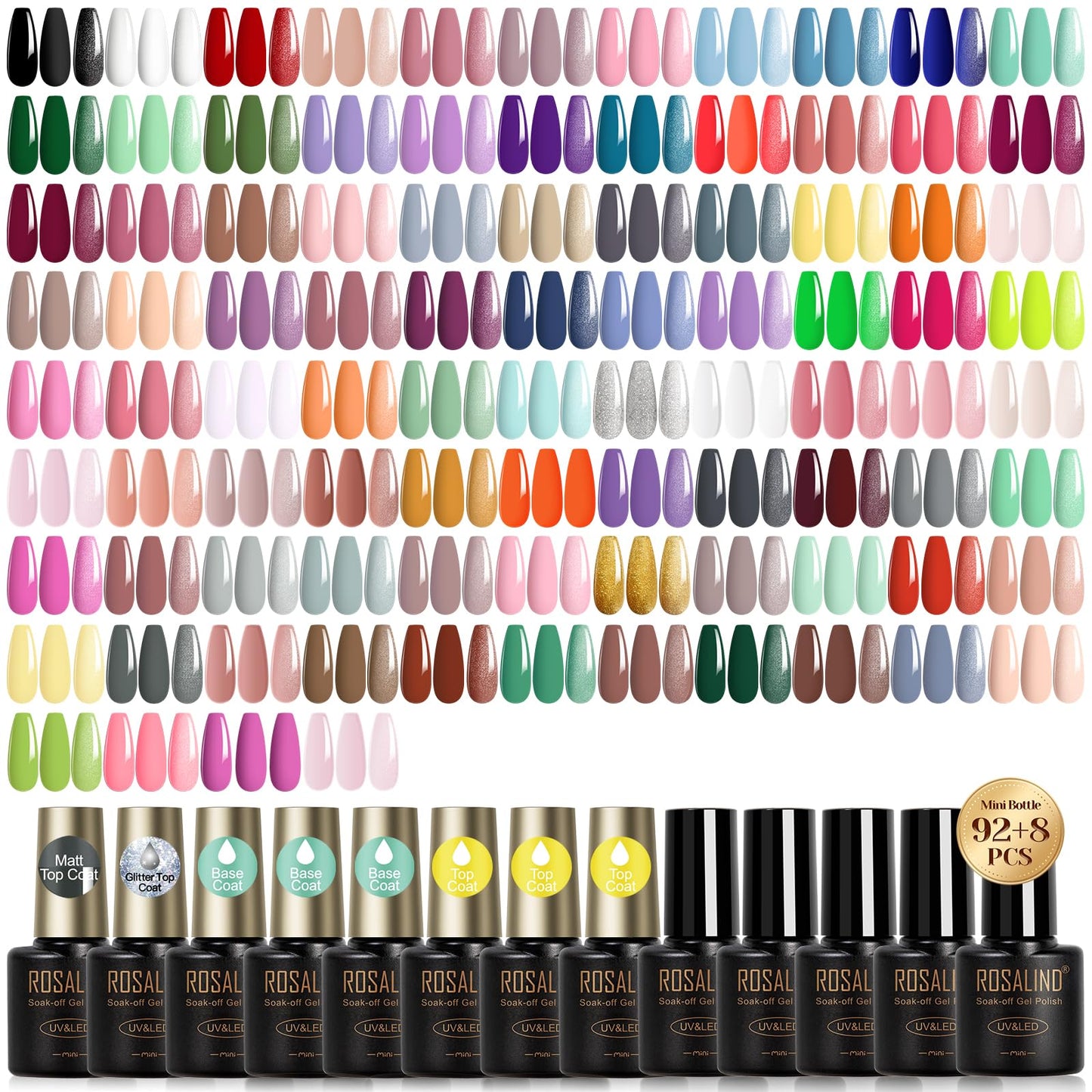 ROSALIND 80 PCS Gel Polish Set with 5PCS Top Coat and Base Coat