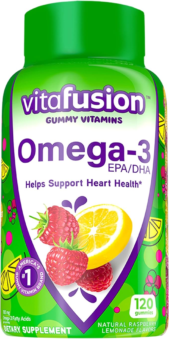 Vitafusion Extra Strength Biotin Gummy Vitamins, Berry Flavored, 5,000 mcg Biotin Vitamins, America’ & Omega-3 Gummy Vitamins, Berry Lemonade Flavored, Heart Health Vitamins(1)