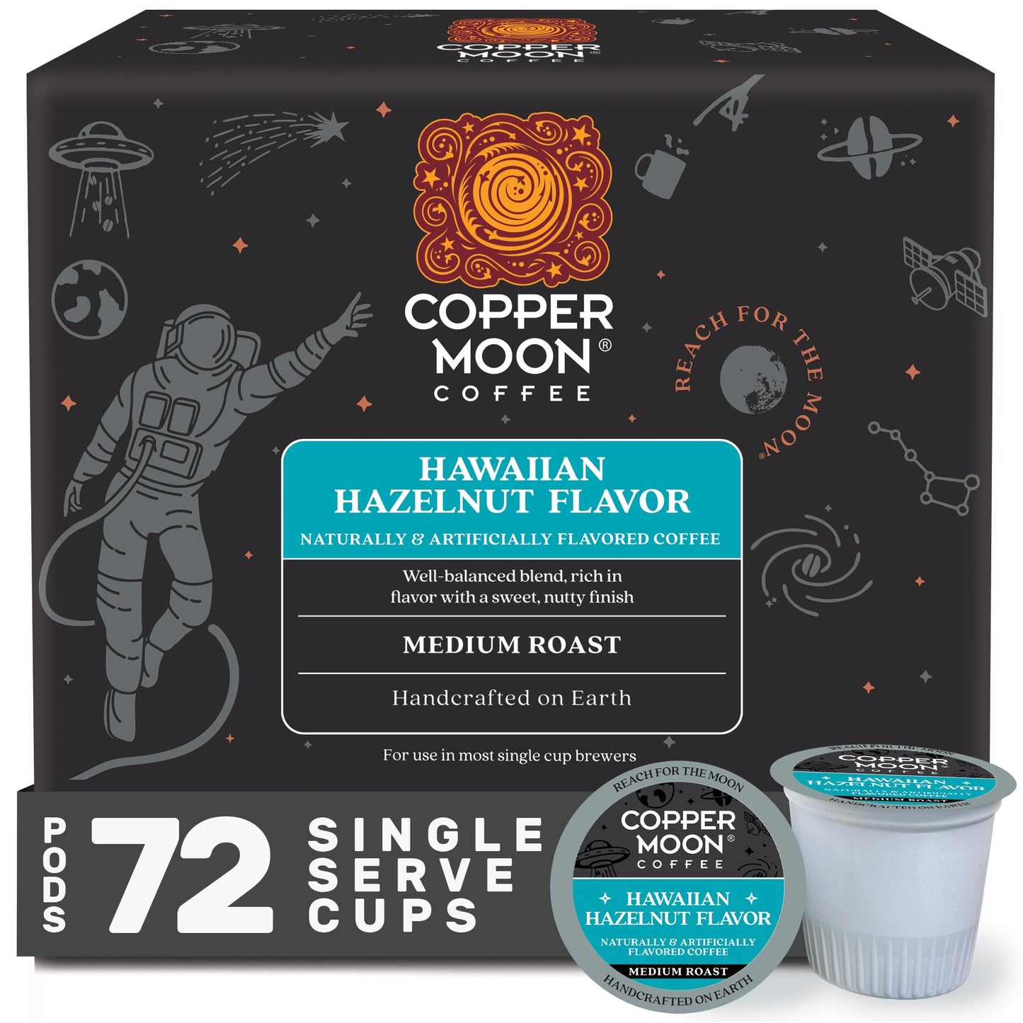 Copper Moon Hawaiian Hazelnut Coffee Pods for Keurig K-Cup malt-inspired  72 Count