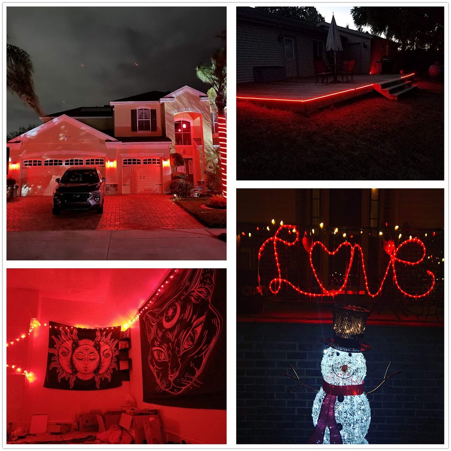 Buyagn LED Rope Lights 100Ft Waterproof Outdoor Decorative Lighting Red, Model DH111701