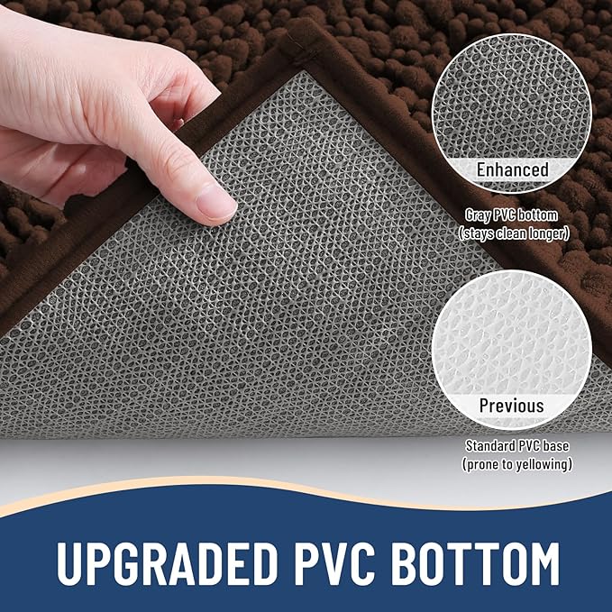 Arotive Luxury Chenille Bathroom Rug Mat, Extra Soft Thick Absorbent Shaggy Bath Rugs, Non-Slip Machine Wash Dry, Plush Bath Mats for Bathroom, Shower and Tub, 36x24, Brown