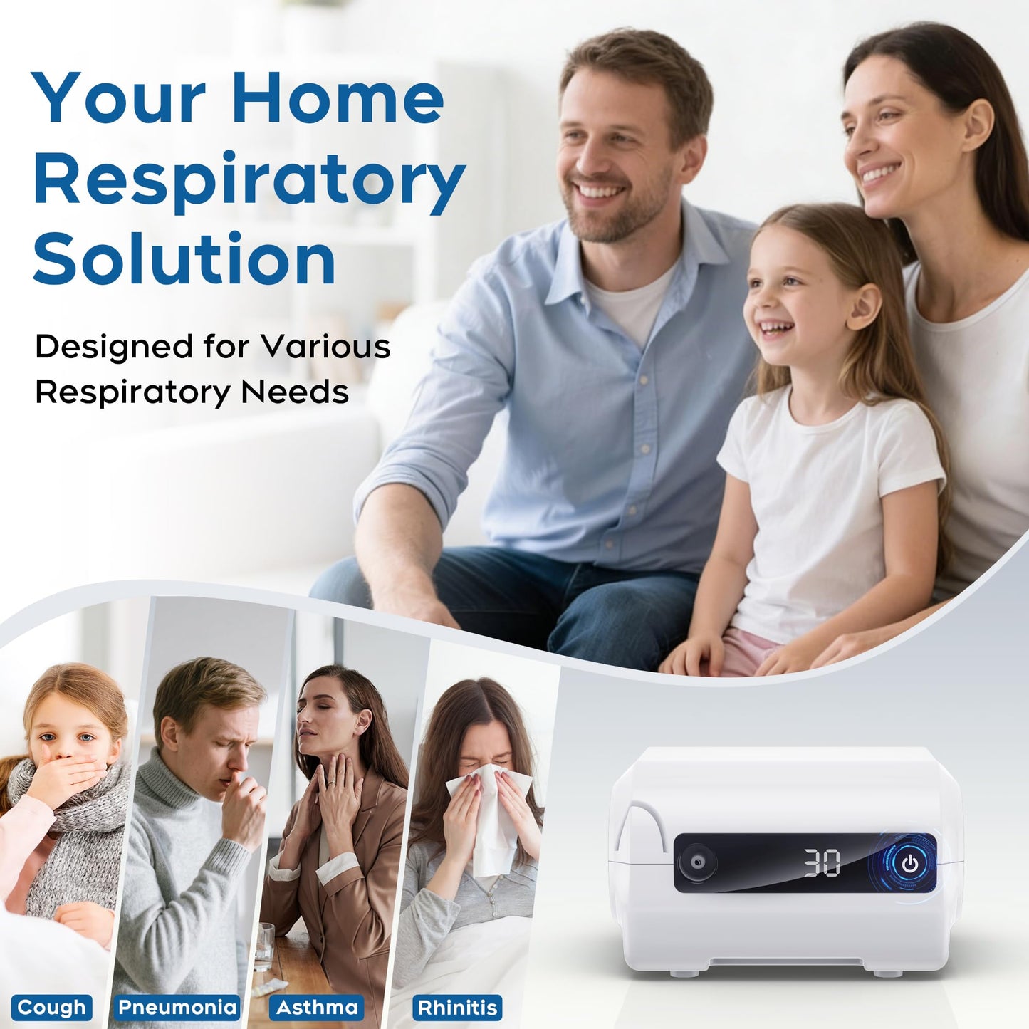 Smart Digital Display Nebulizer Machine for Adults and Kids, Compression Nebulizer for Breathing Treatment, Jet Nebulizer with Timing Function for Home Hailie Sensor NF0109