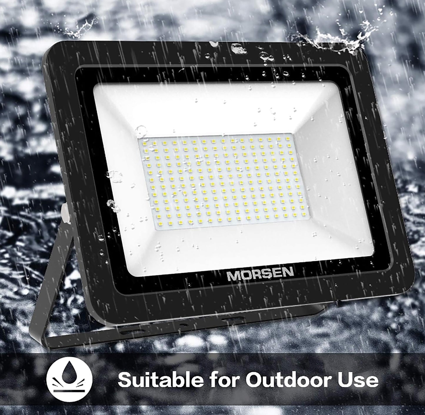 MORSEN 200W LED Flood Light - 20000LM, IP66 Waterproof, Daylight, 2 Pack, White