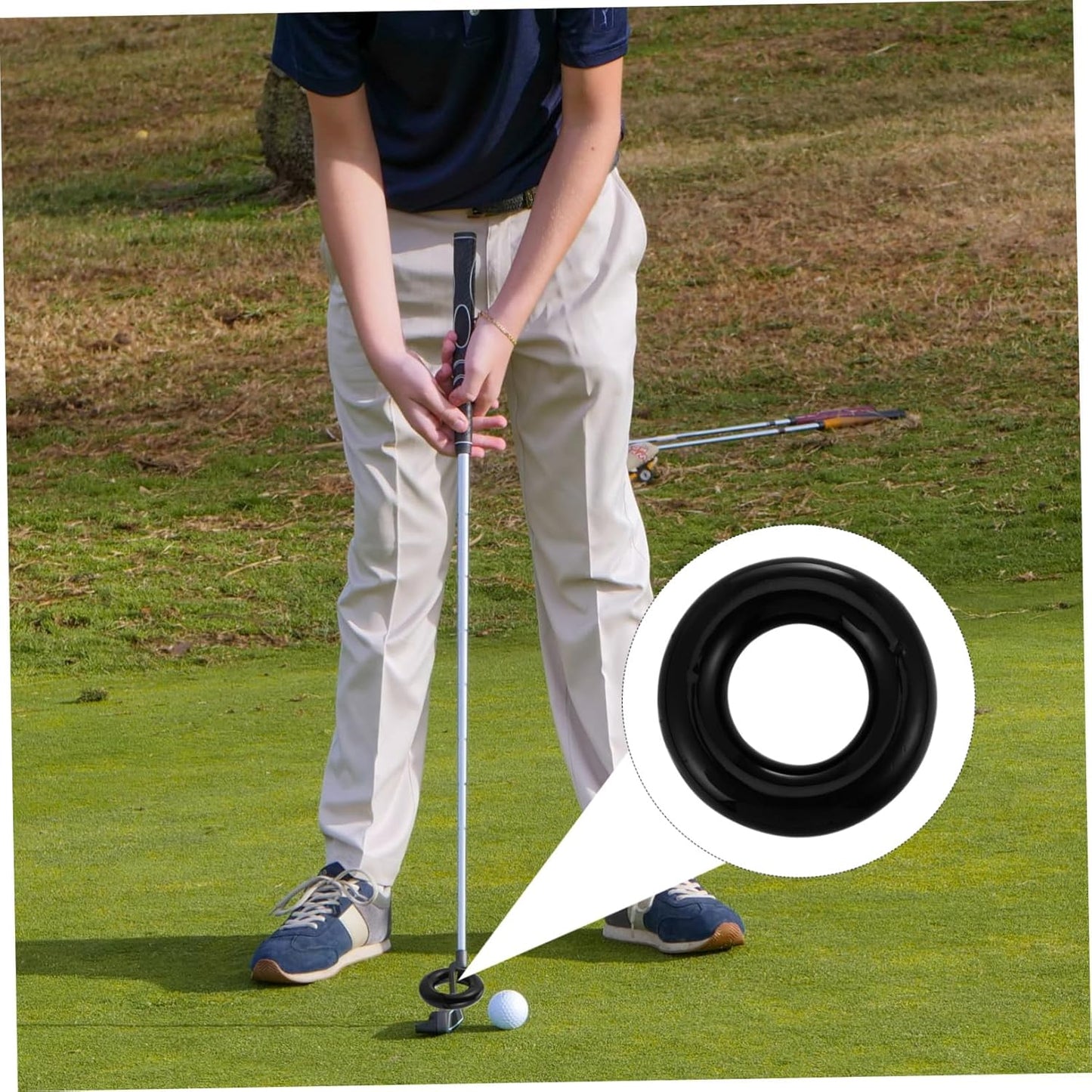 Golf Swing Weight Ring Training Aid Round Weighted Practice Tool for Improving Swing Mechanics and Muscle Warm-up Portable Black Golf Club Accessory