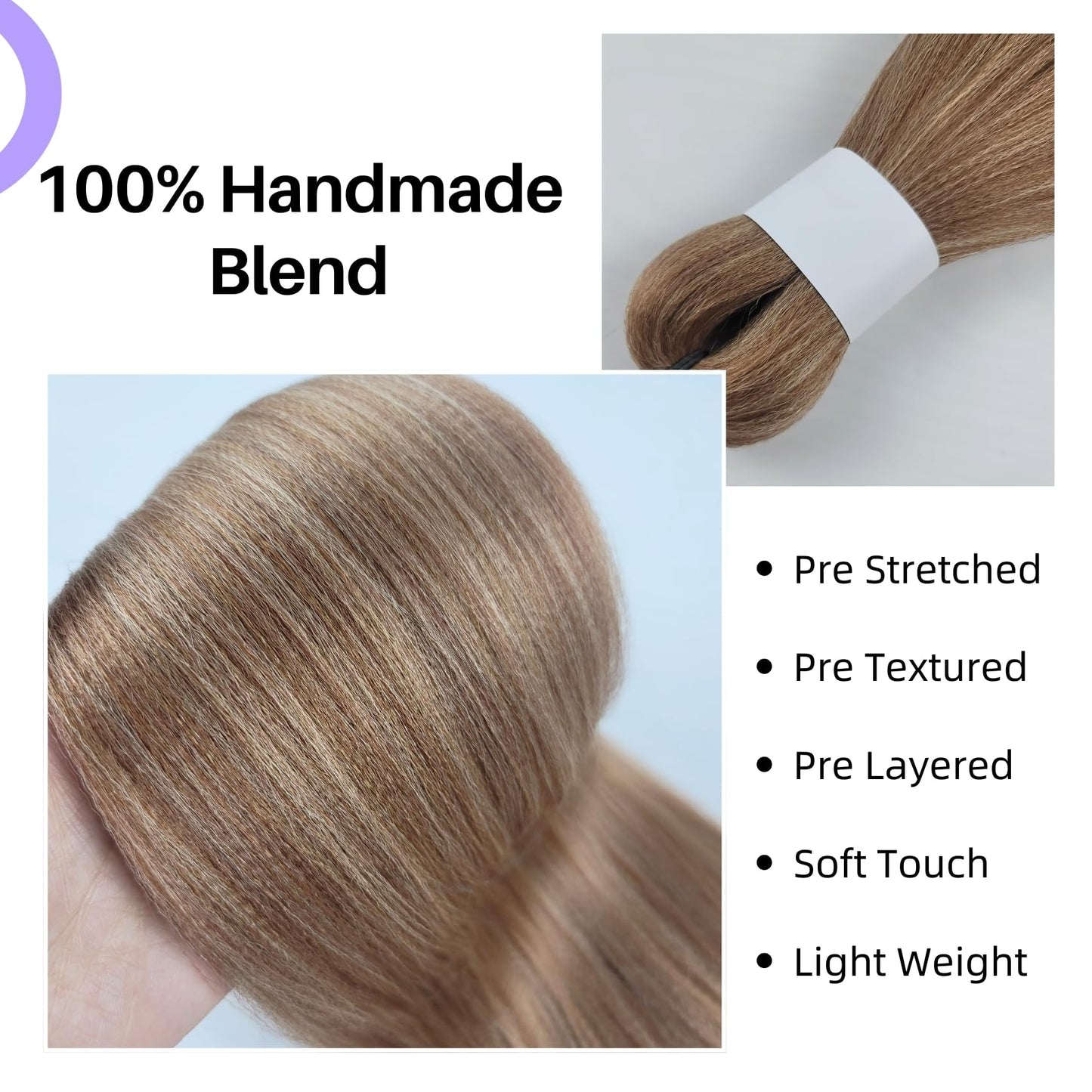 Brown Blonde Braiding Hair Pre Stretched 30Inch Box Braids Hair Extension for Braiding 27/30/613 Mixed Braiding Hair for Knotles