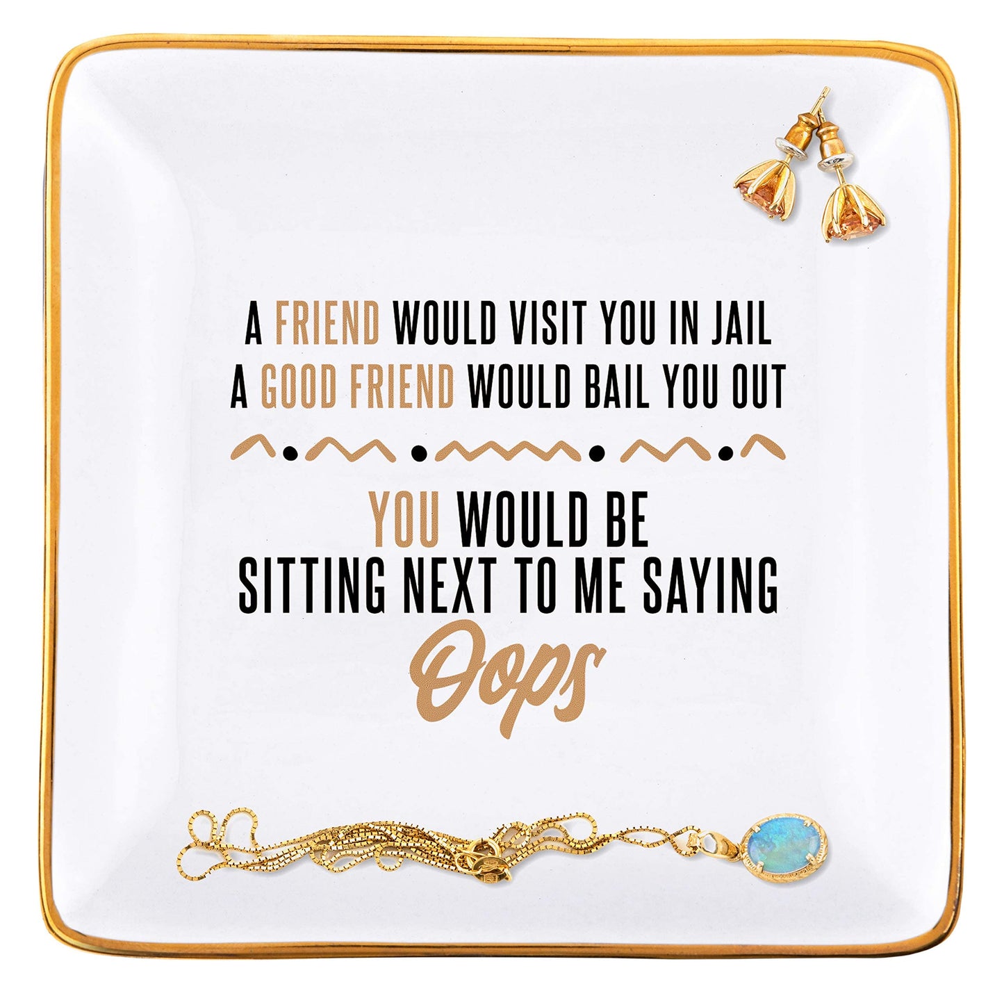 RELISSA Funny Best Friend Birthday Gift - Friendship Jewelry Dish Trinket for BFF, Valentine's Day, Galentine's Gift