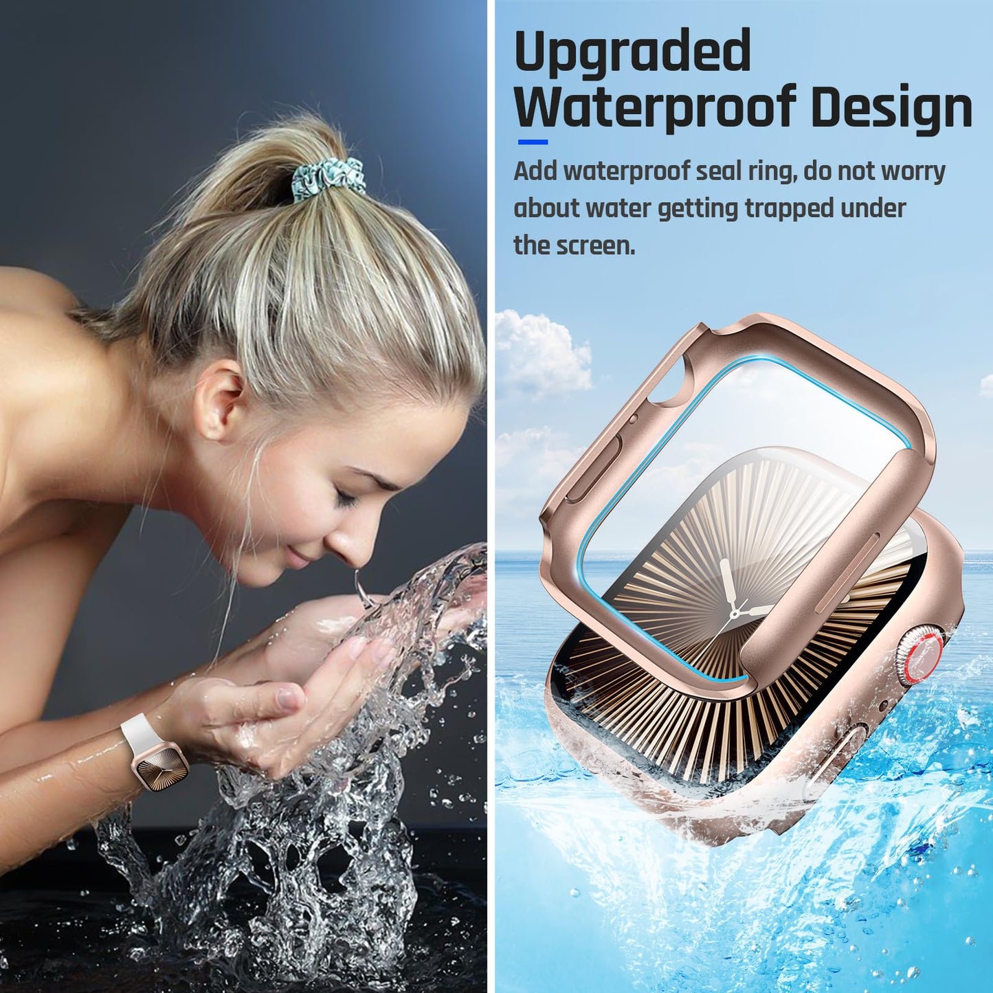 Goton Waterproof Case Compatible for Apple Watch Series 11/10 Screen Protector 42mm, Hard Bumper with Tempered Glass for iWatch 11 Cover 42 mm