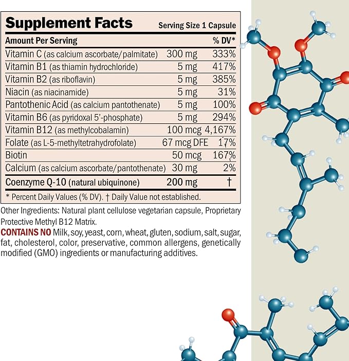 ANDREW LESSMAN Coenzyme Q-10 200 mg 60 Capsules - Essential for Energy Production and Optimum Key Organ Function, Anti-Oxidant Support, Depleted by Aging, Plus B-Complex. Easy to Swallow Capsules