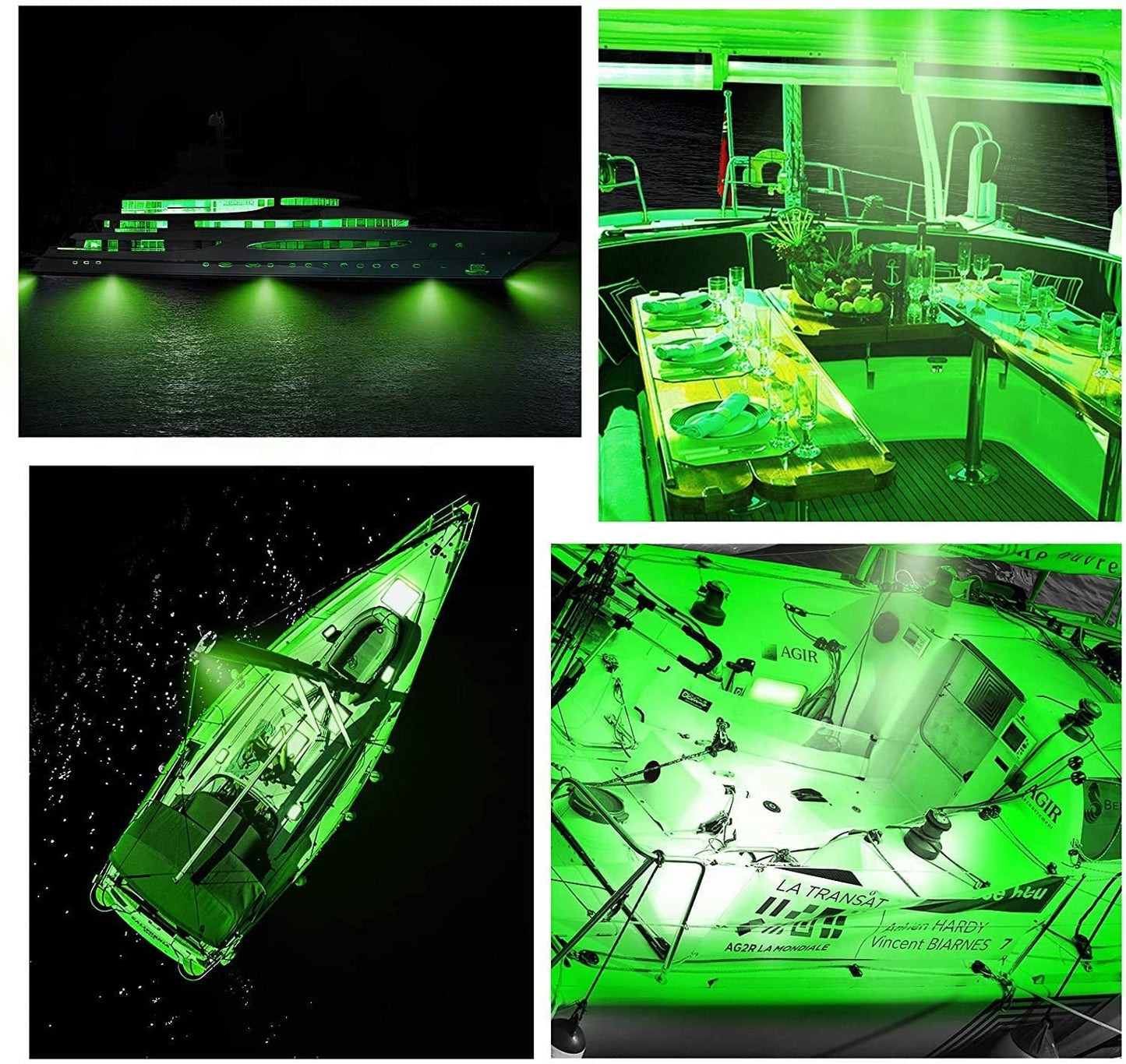 Vbakor Boat Led Strip Lights  4 Pcs 24 Marine Interior Courtesy Deck Navigation Lights  Super Bright Waterproof Marine Led Lights Strip For 12V Pontoon Fishing Boat Yacht Kayak Sailboat (Green)