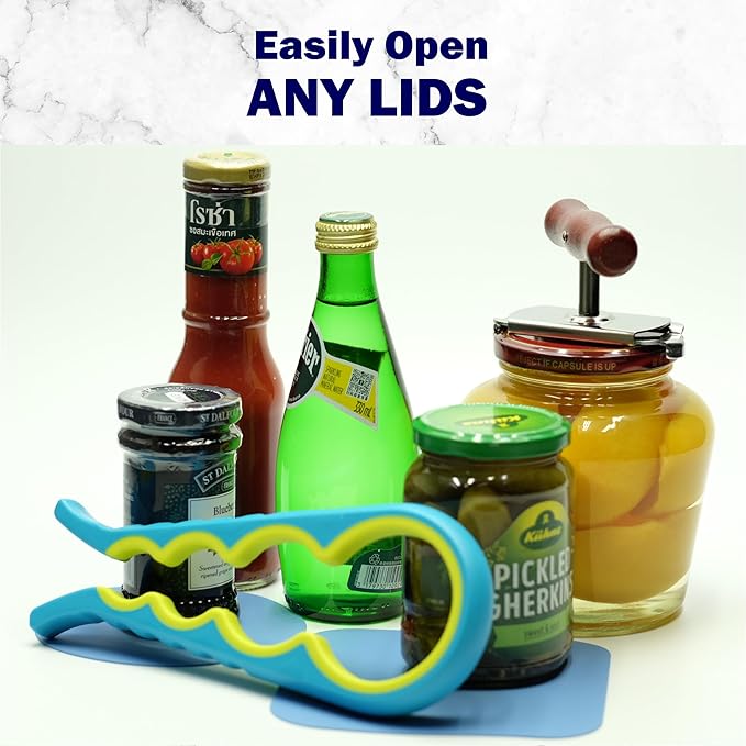 Jar Opener Set, stainless steel opener, 4-in-1 opener, silicone pad, Jar Opener for Seniors with Arthritis,Jar Openers Good for Seniors,Lid Opener for Weak Hands,wood handle
